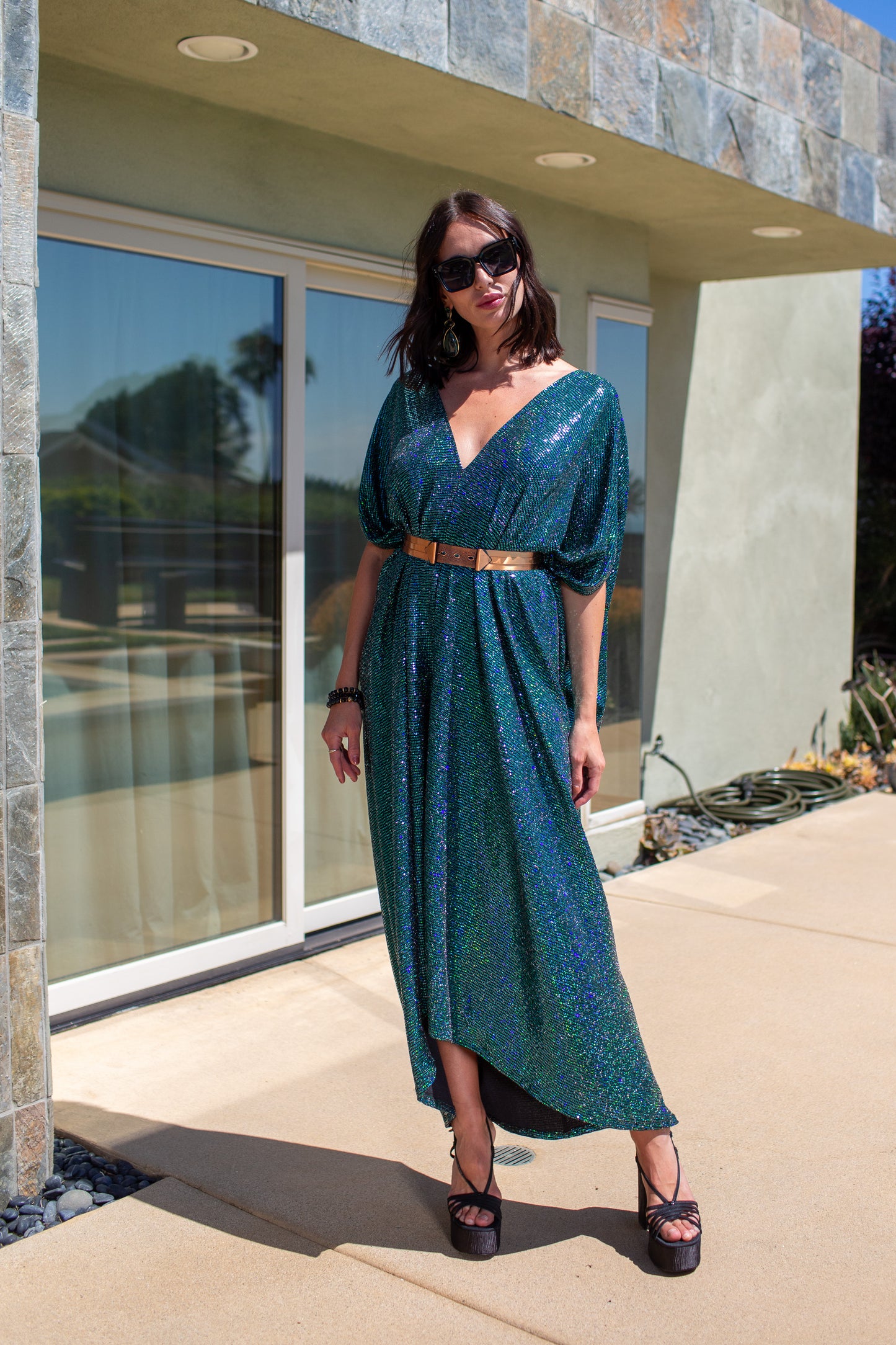 Disco Envy Sequin Caftan Kaftan Dress