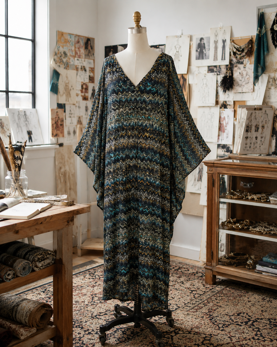 Allegra Caftan in Oxidized Chev
