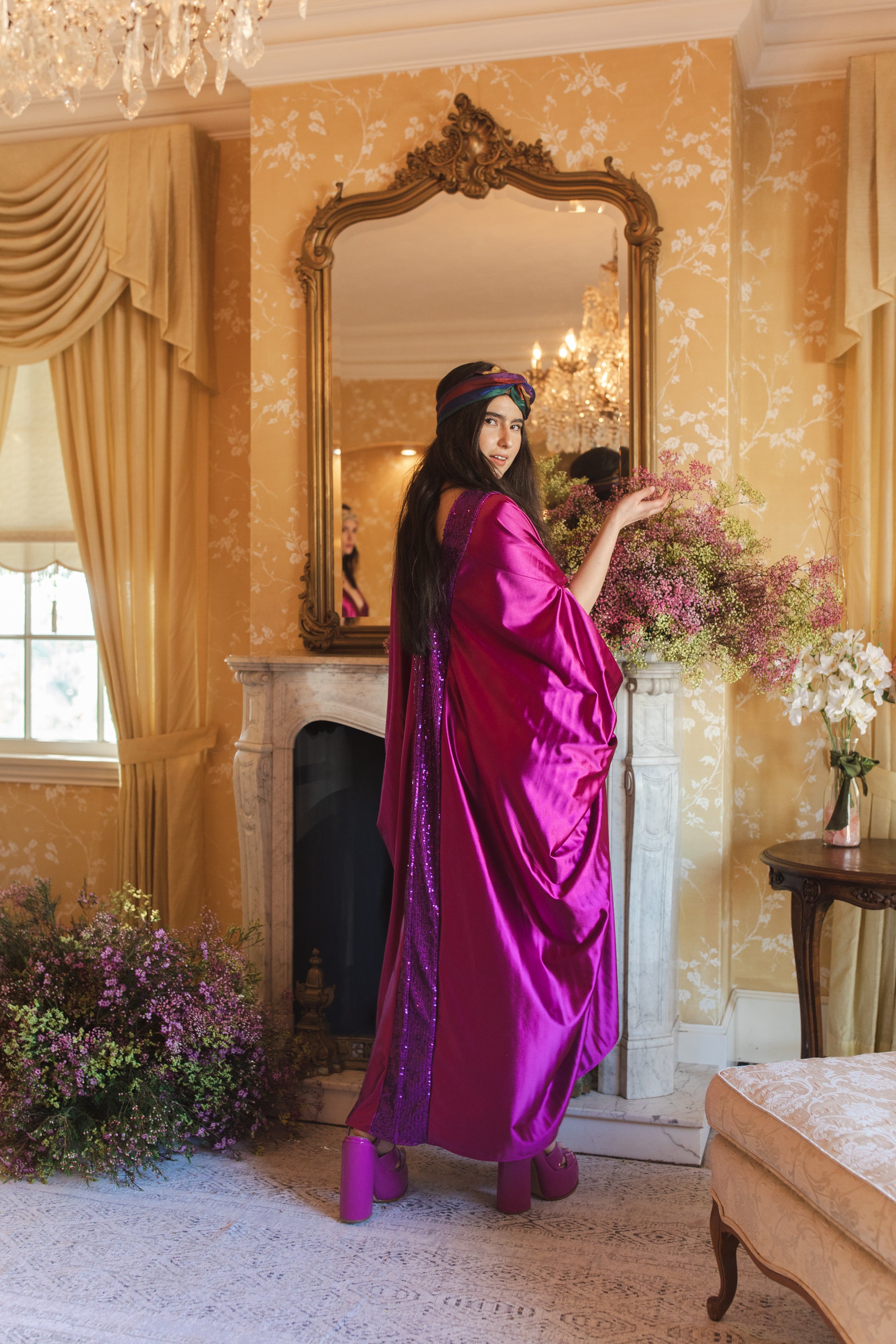 Electric Fuchsia Deluxe Caftan Kaftan Dress