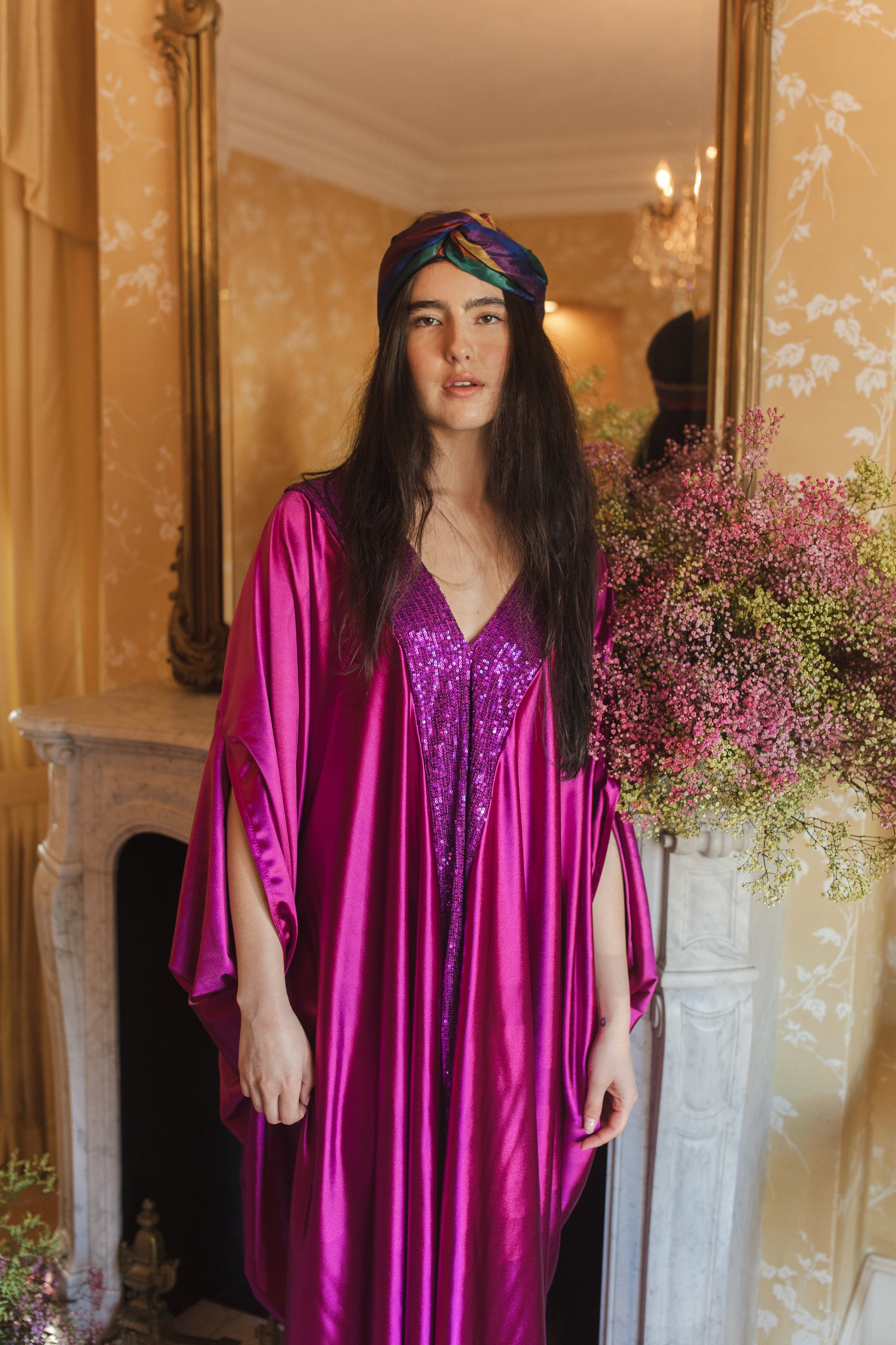 Fuchsia Sequin Caftan Kaftan Dress – Jennafer Grace