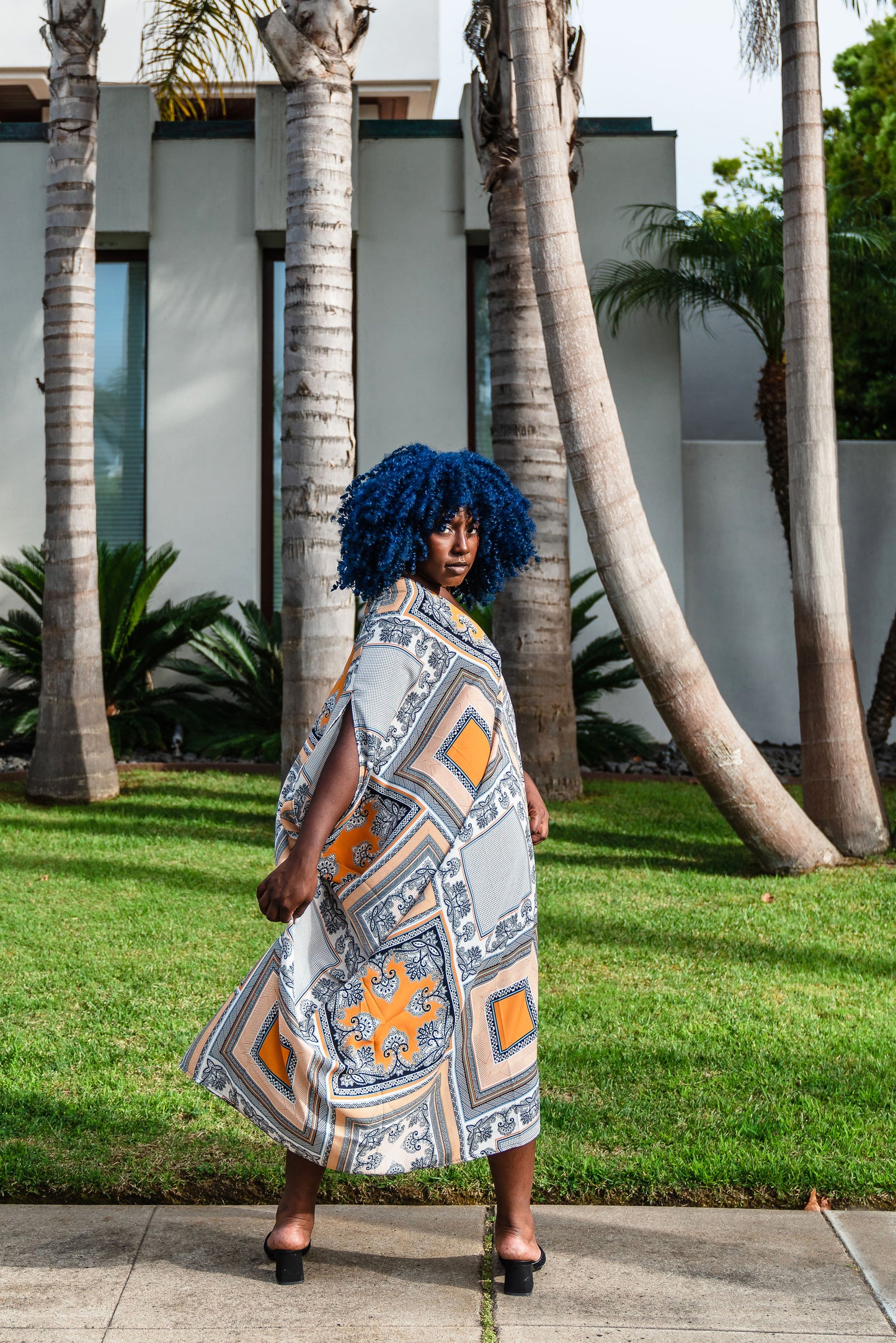 Opaque scarf print chiffon caftan with an amazing luxury boho vibe.