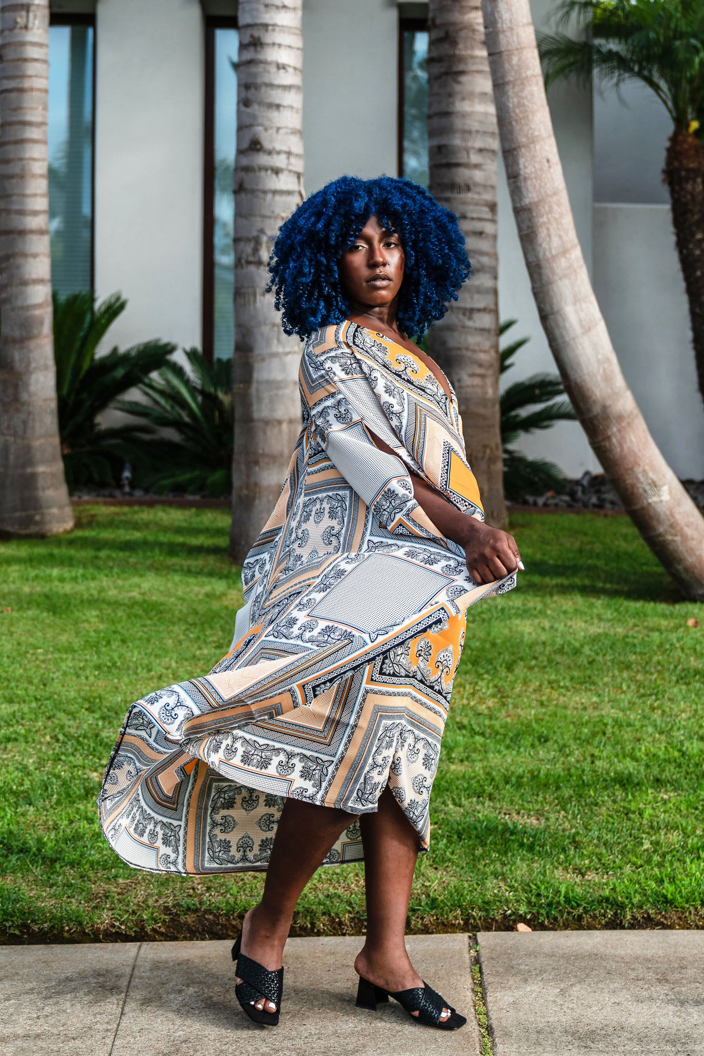 Opaque scarf print chiffon caftan with an amazing luxury boho vibe.