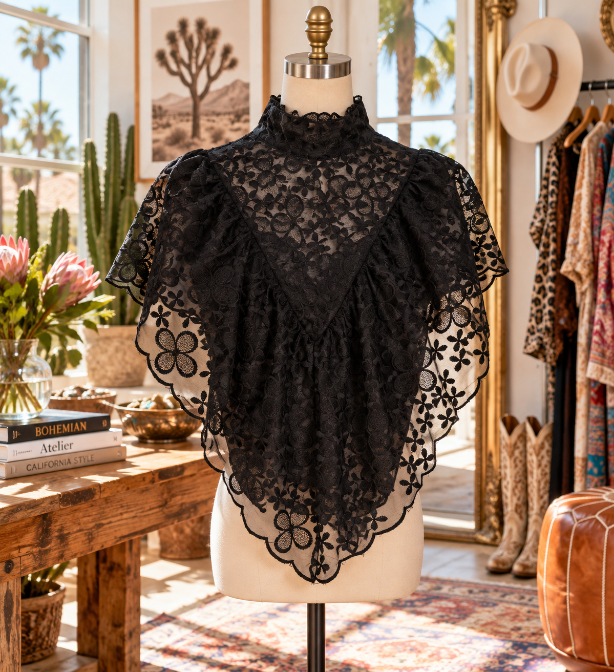 Ellie Ruffle Top in Bandita Black