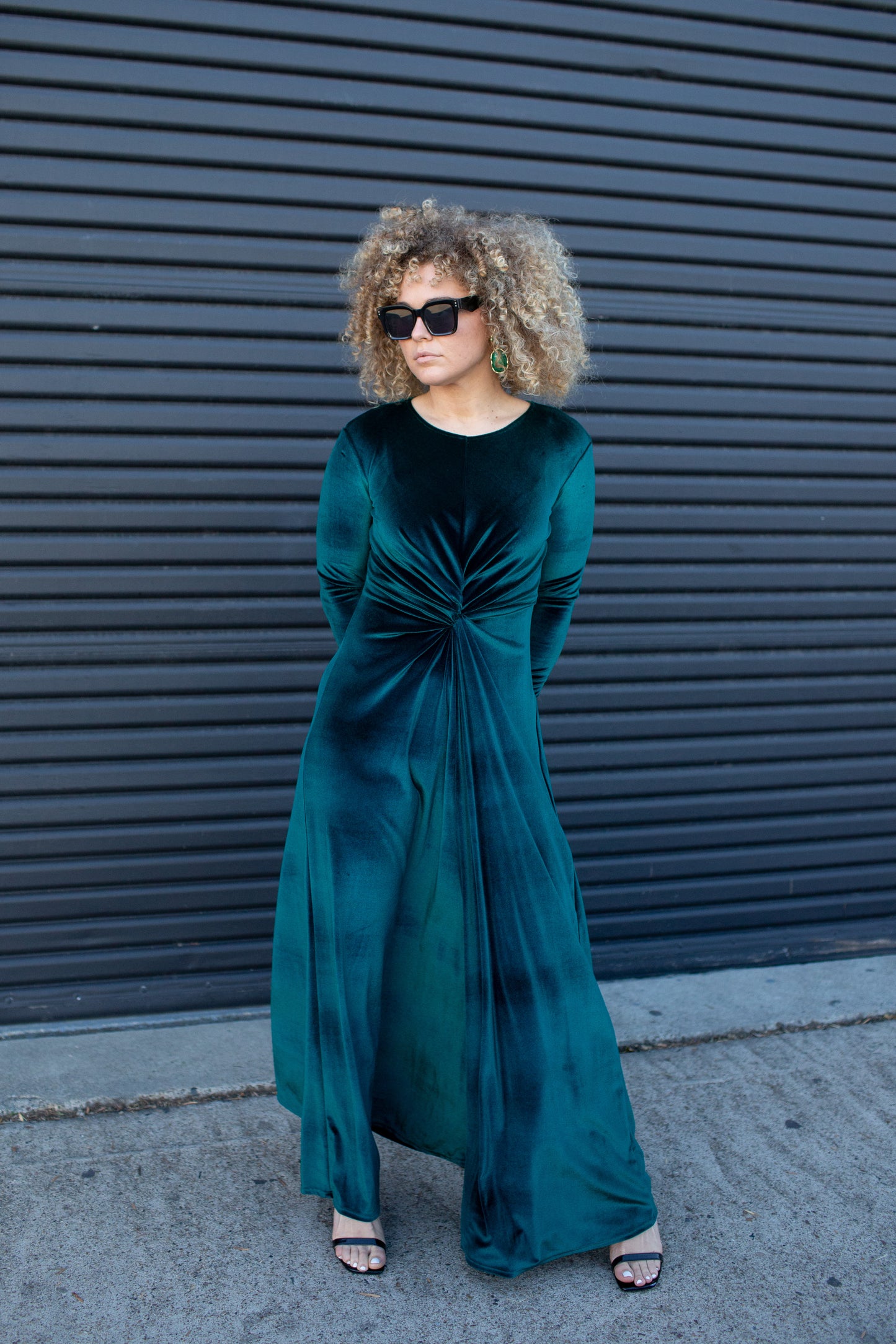 Emerald Velvet Knot Dress