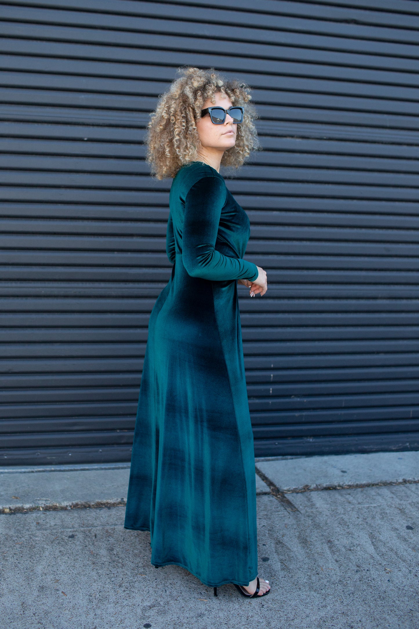 Emerald Velvet Knot Dress