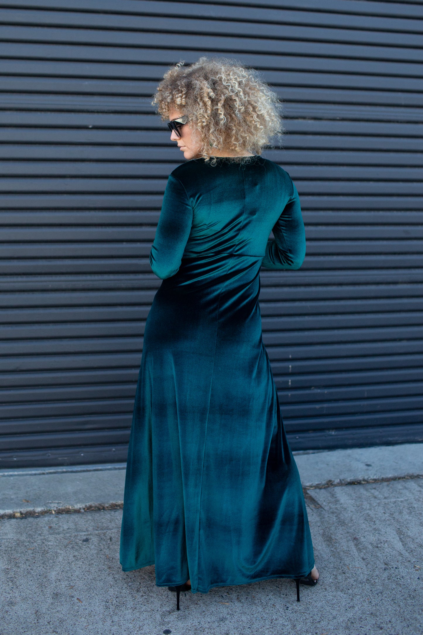 Emerald Velvet Knot Dress