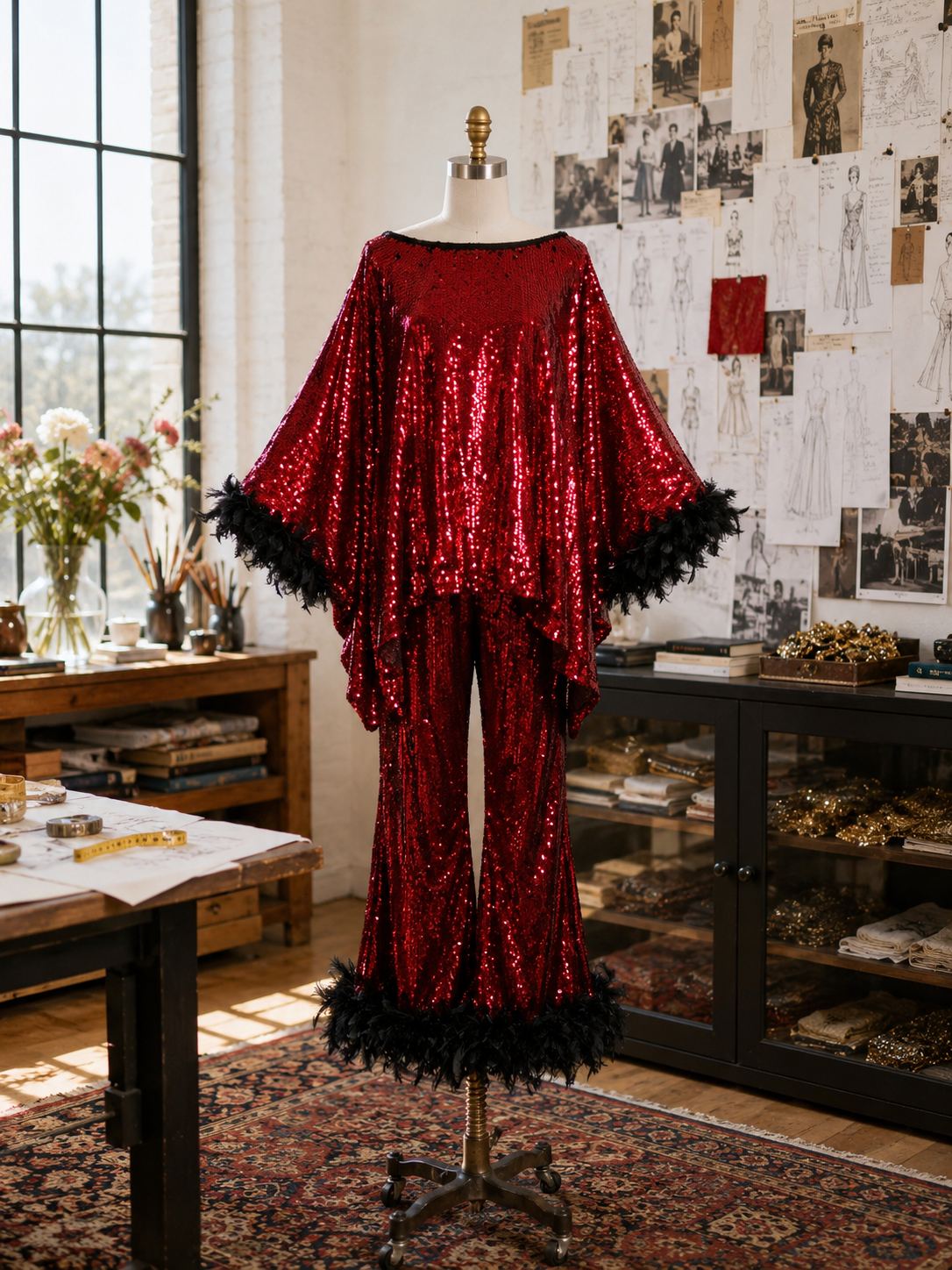 Cara Disco Set in Ruby Sequin