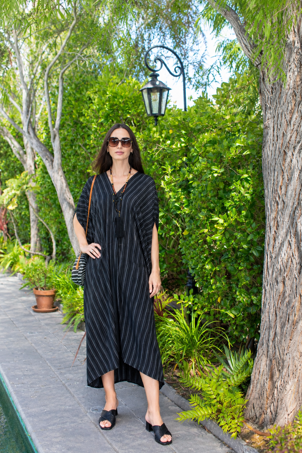 Federico Pinstripe Caftan Kaftan Dress