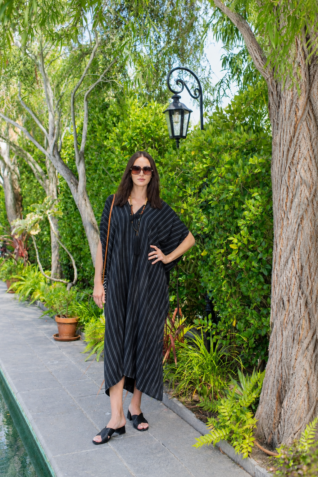 Federico Pinstripe Caftan Kaftan Dress