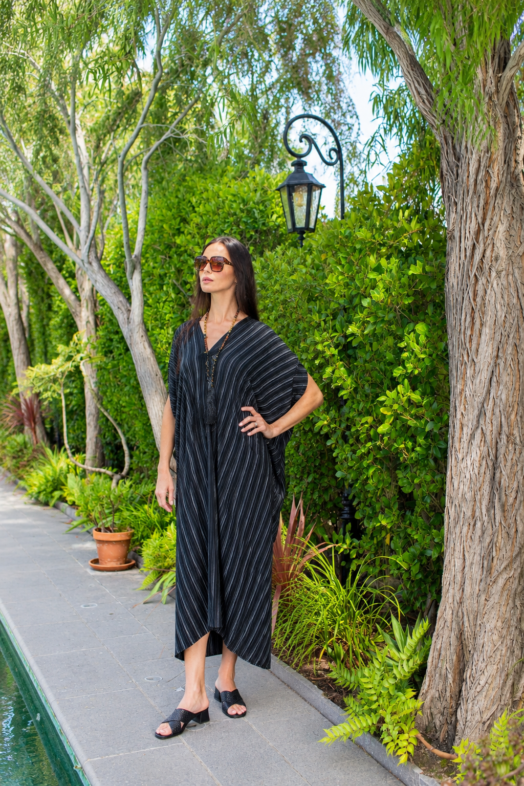 Federico Pinstripe Caftan Kaftan Dress