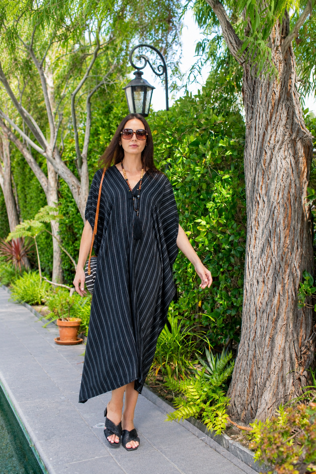 Federico Pinstripe Caftan Kaftan Dress