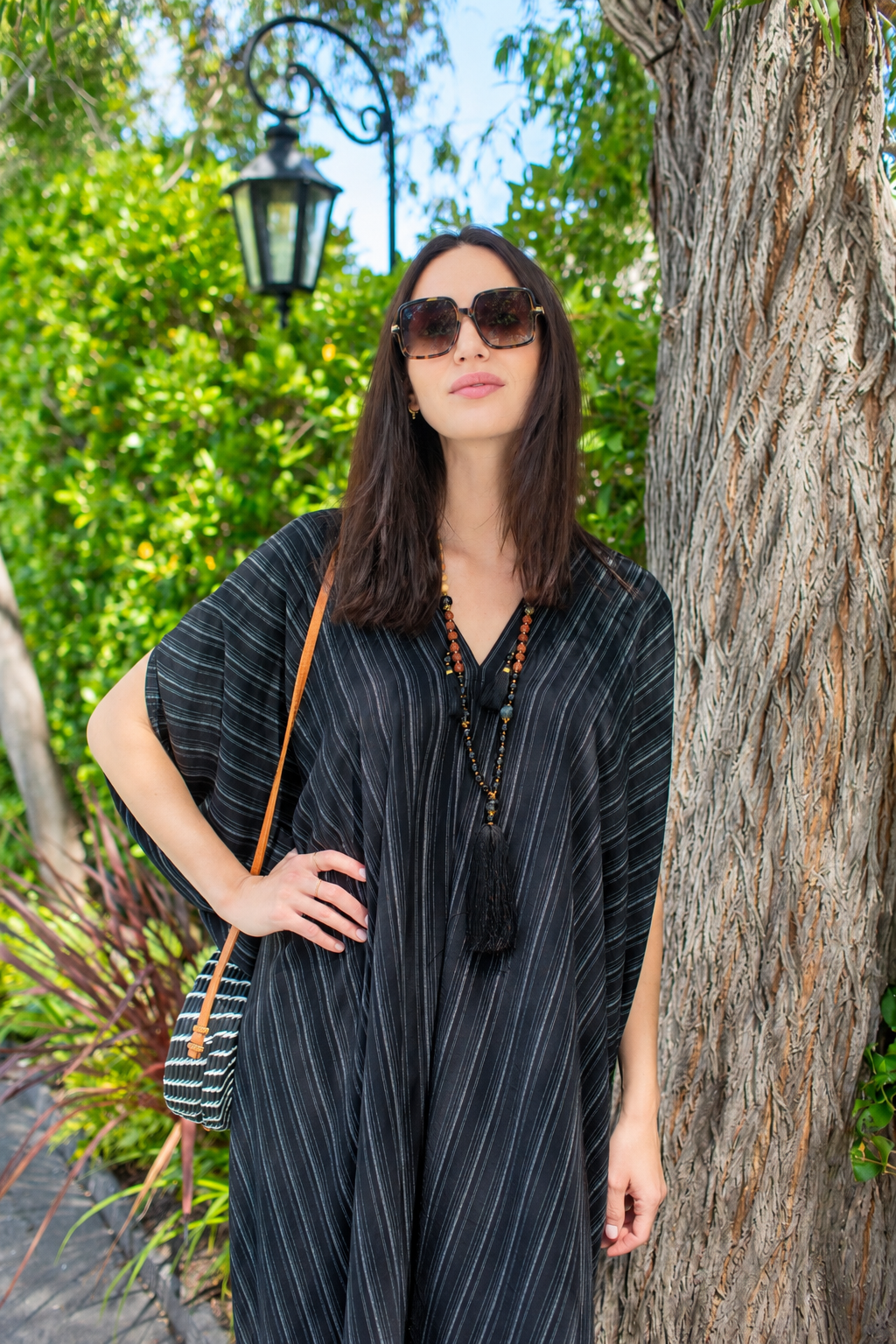 Federico Pinstripe Caftan Kaftan Dress