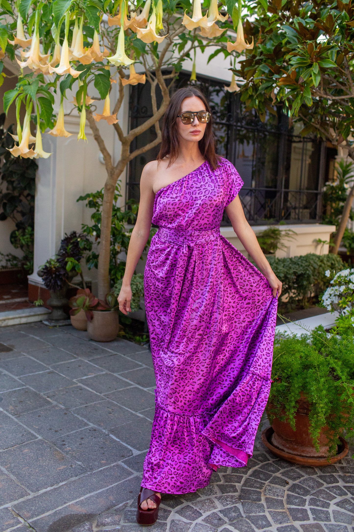 Tatjana One-Shoulder Maxi Dress in Feral Slink