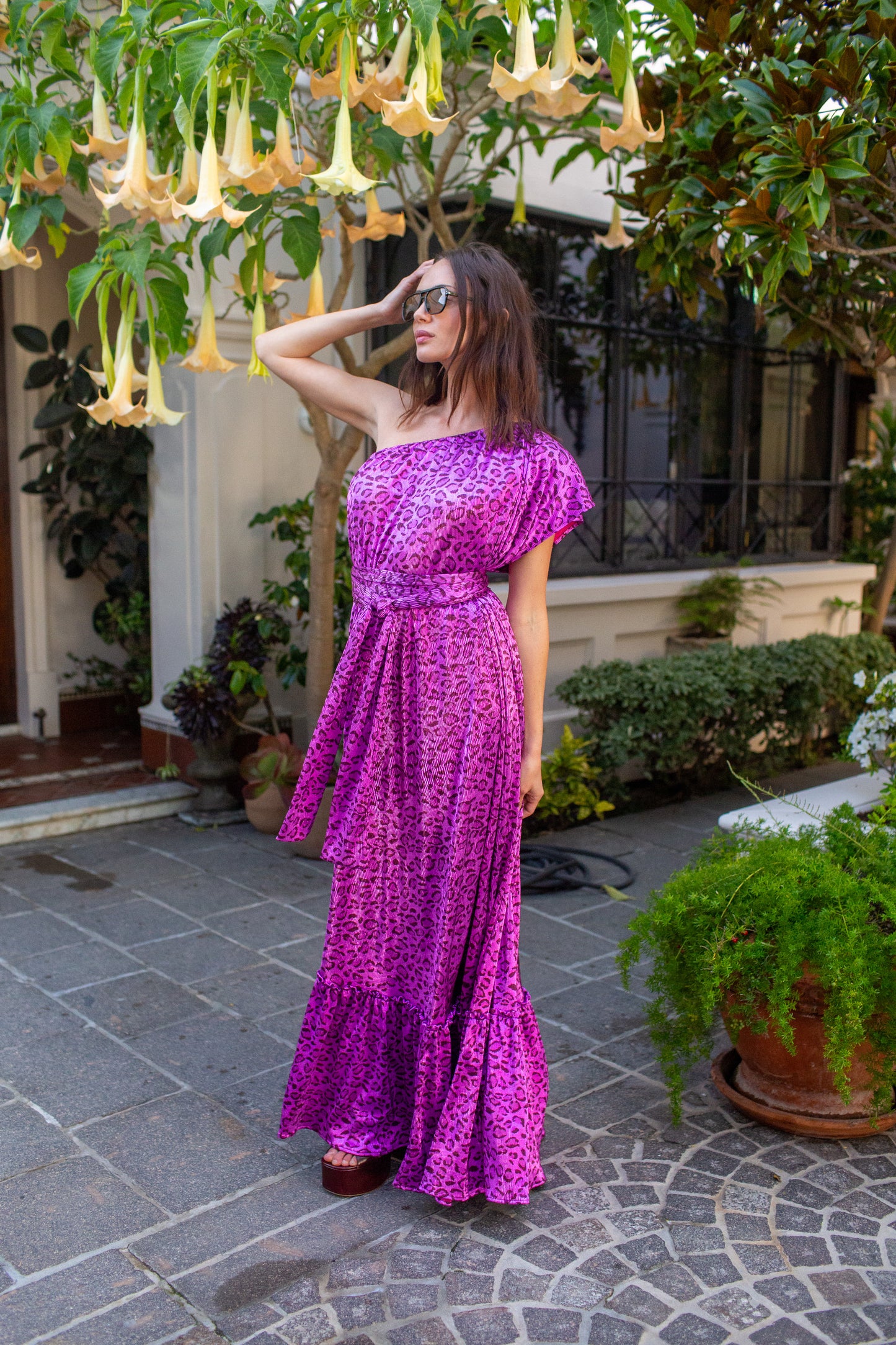 Tatjana One-Shoulder Maxi Dress in Feral Slink