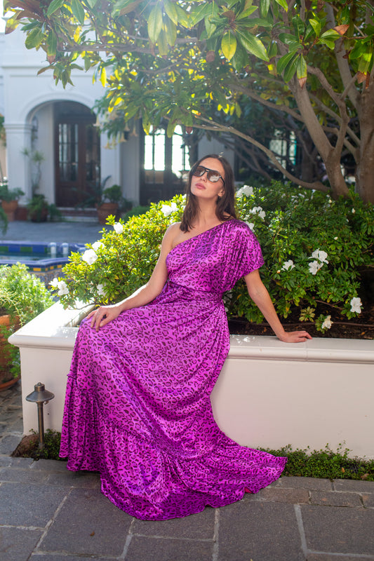 Tatjana One-Shoulder Maxi Dress in Feral Slink
