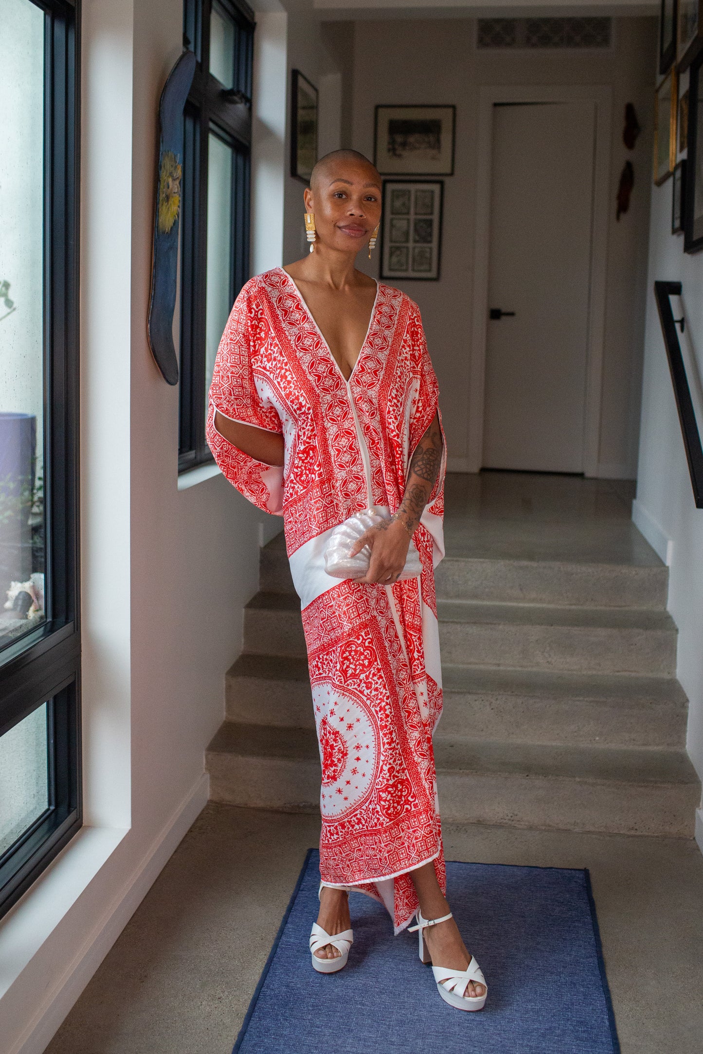 Fire Signs Scarf Print Caftan