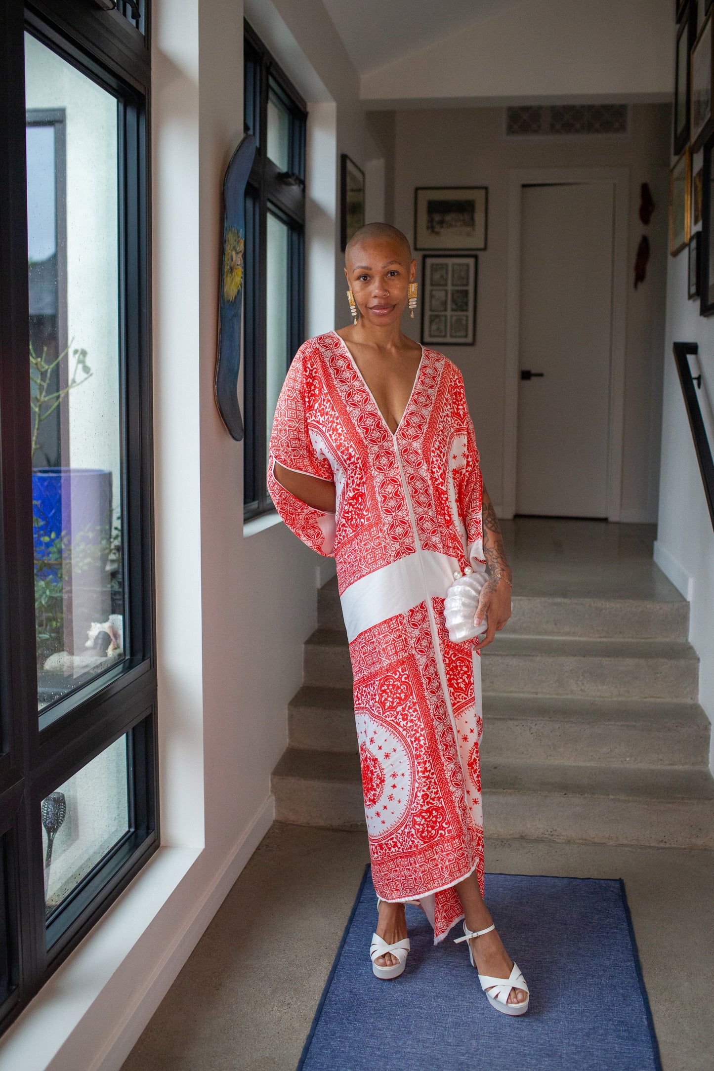 Fire Signs Scarf Print Caftan