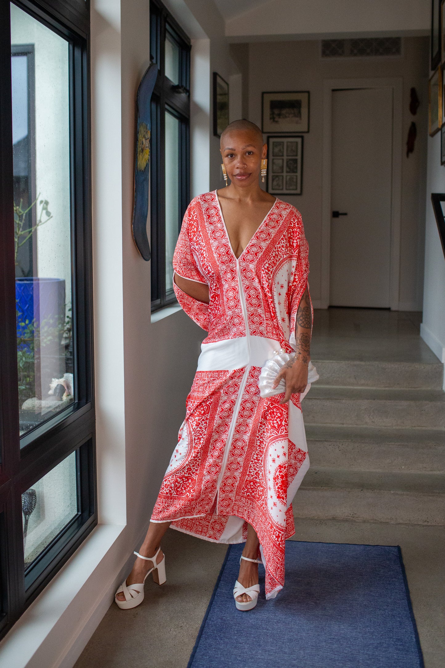 Fire Signs Scarf Print Caftan
