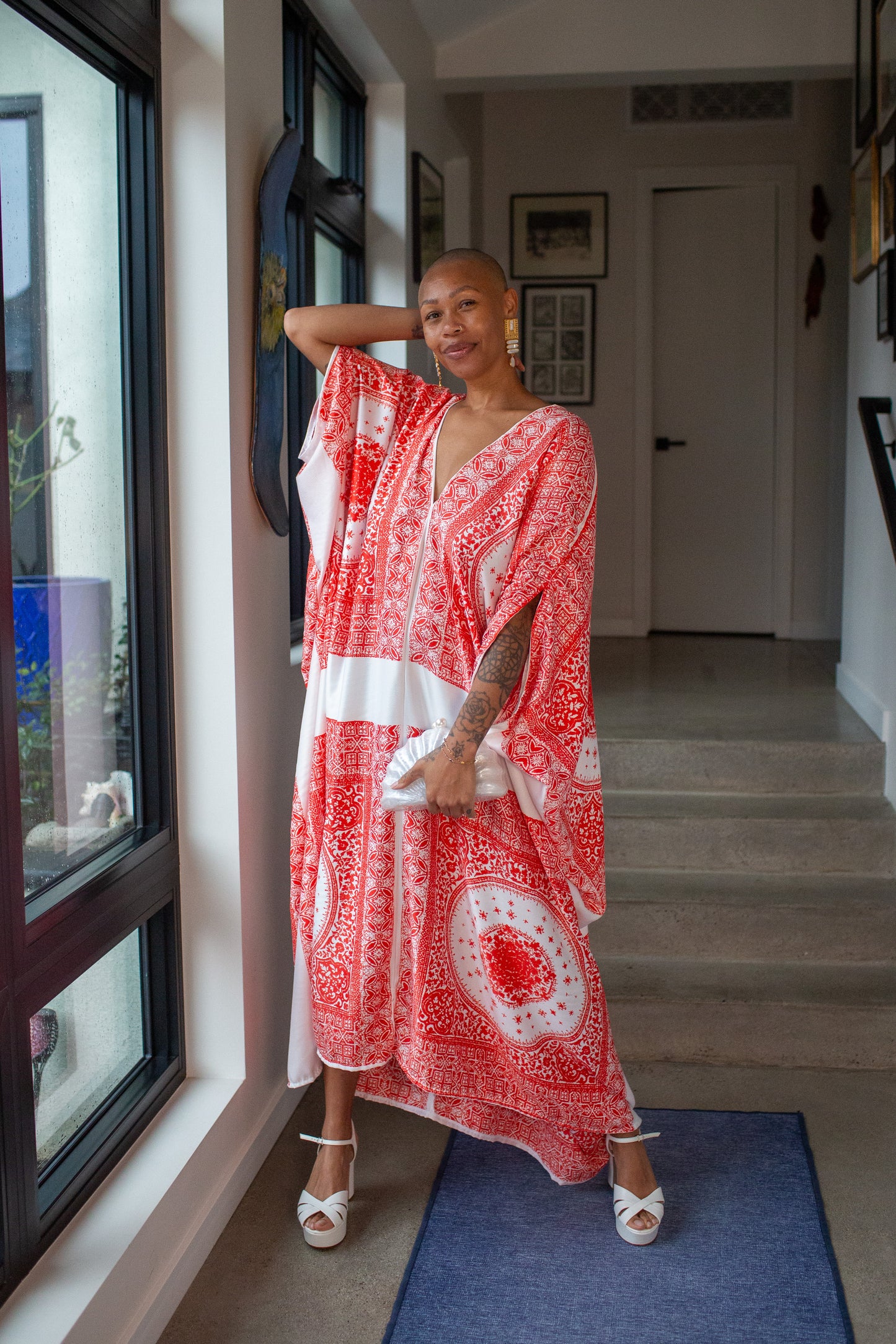 Fire Signs Scarf Print Caftan