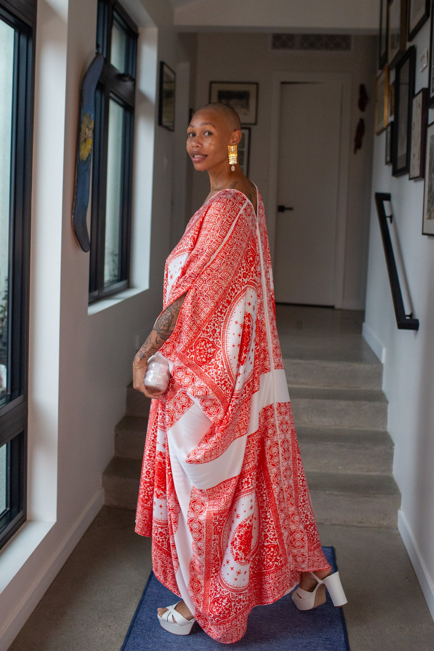 Fire Signs Scarf Print Caftan