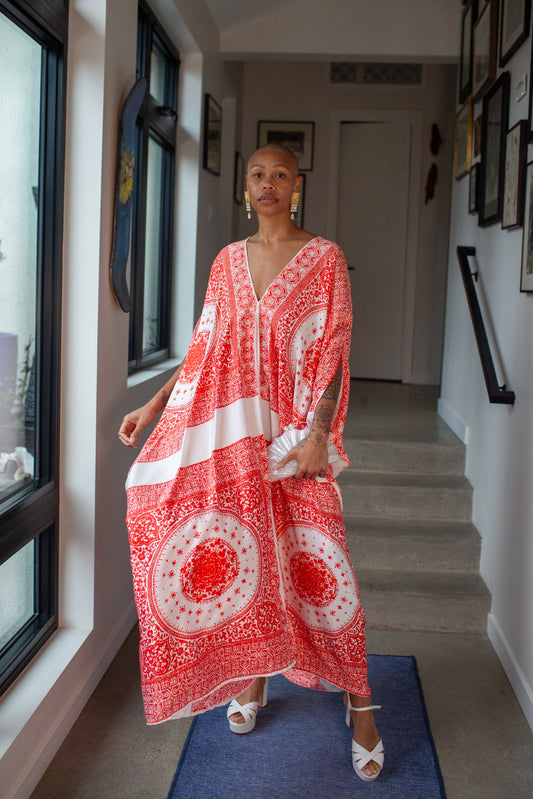 Fire Signs Scarf Print Caftan