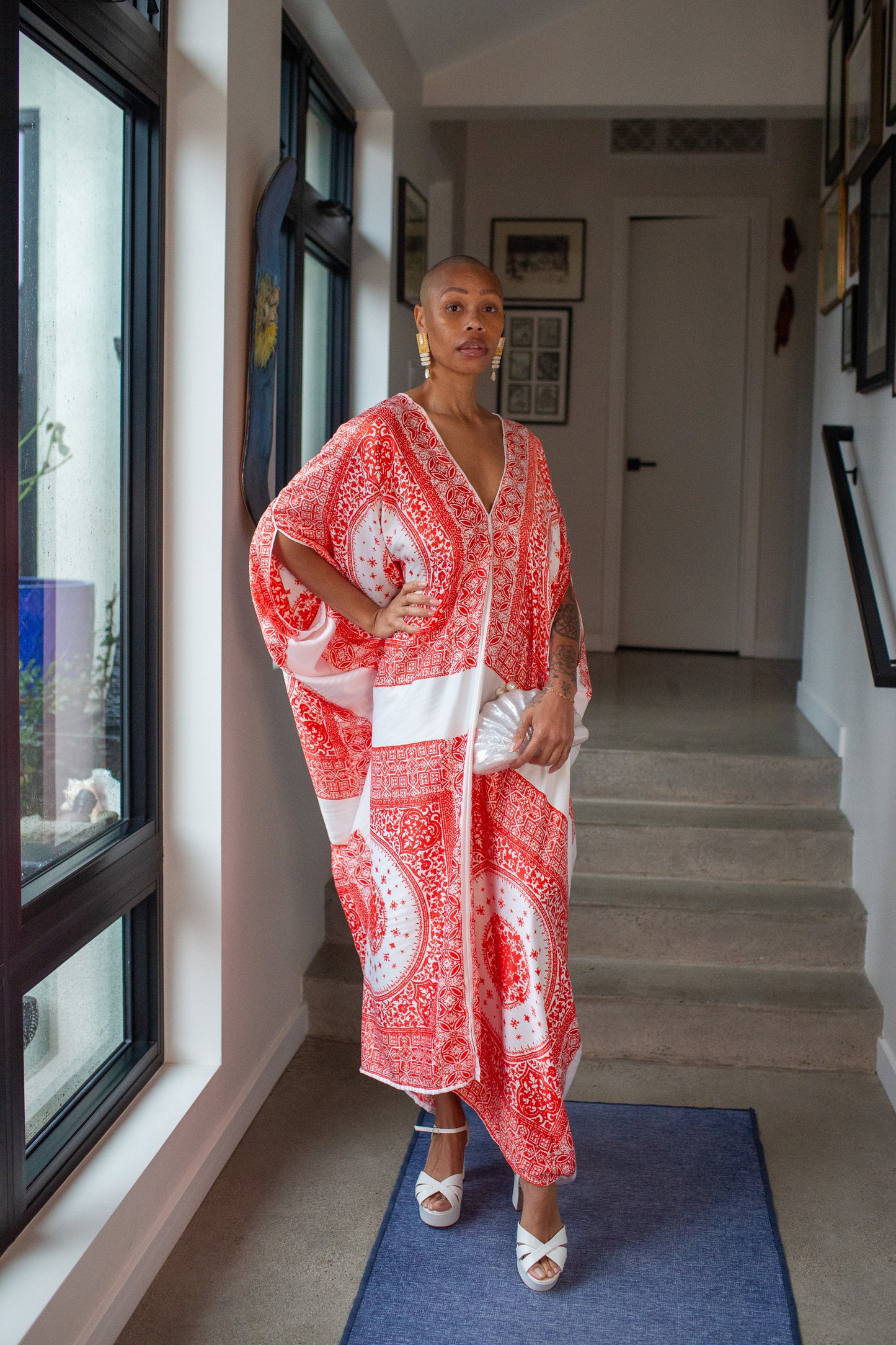 Fire Signs Scarf Print Caftan