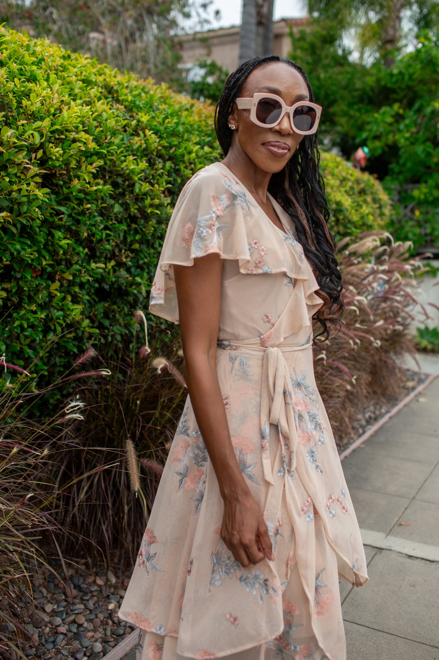 Fleur de Peche Flutter Wrap Dress