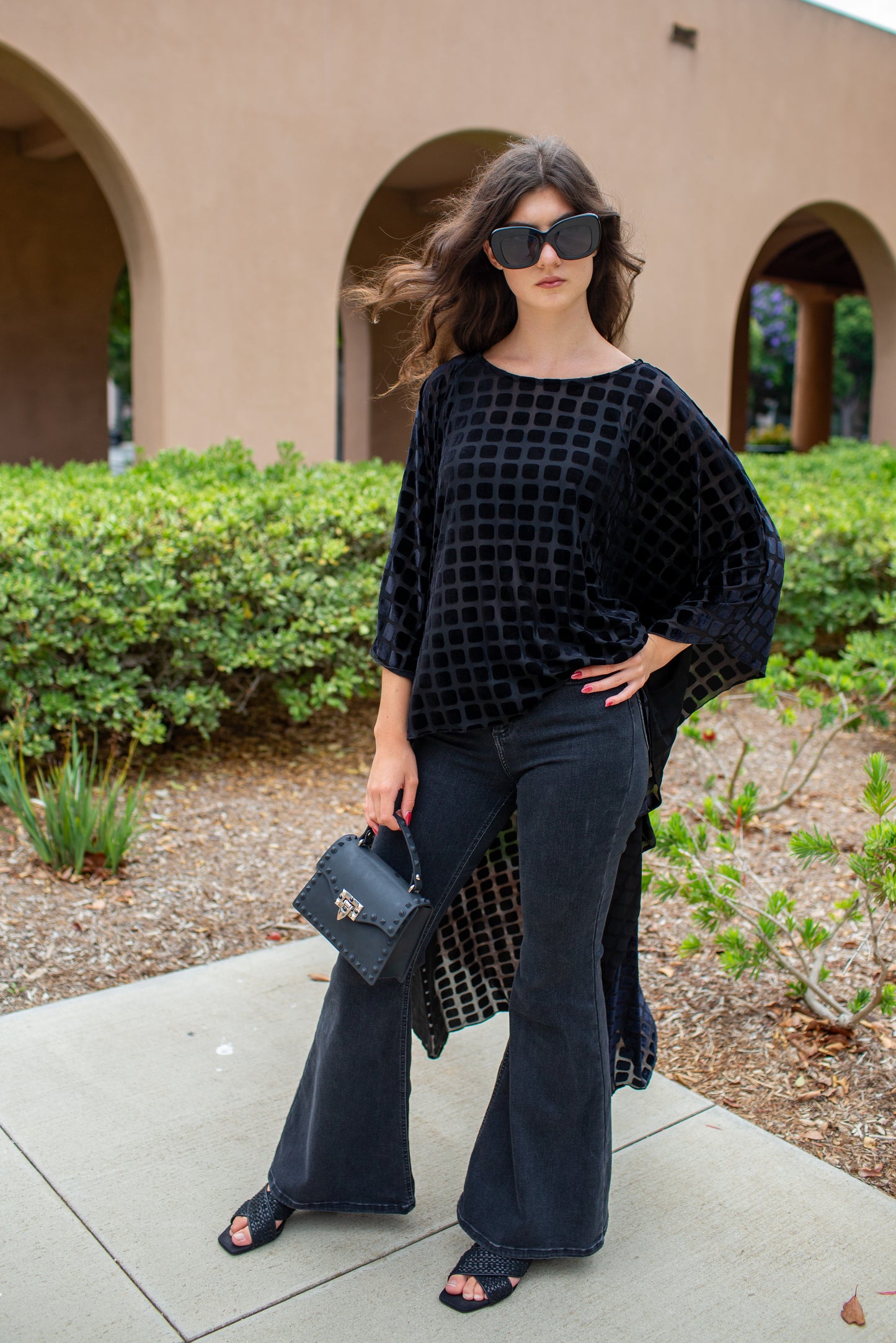 Dottie Onyx Burnout Float Scarf Top