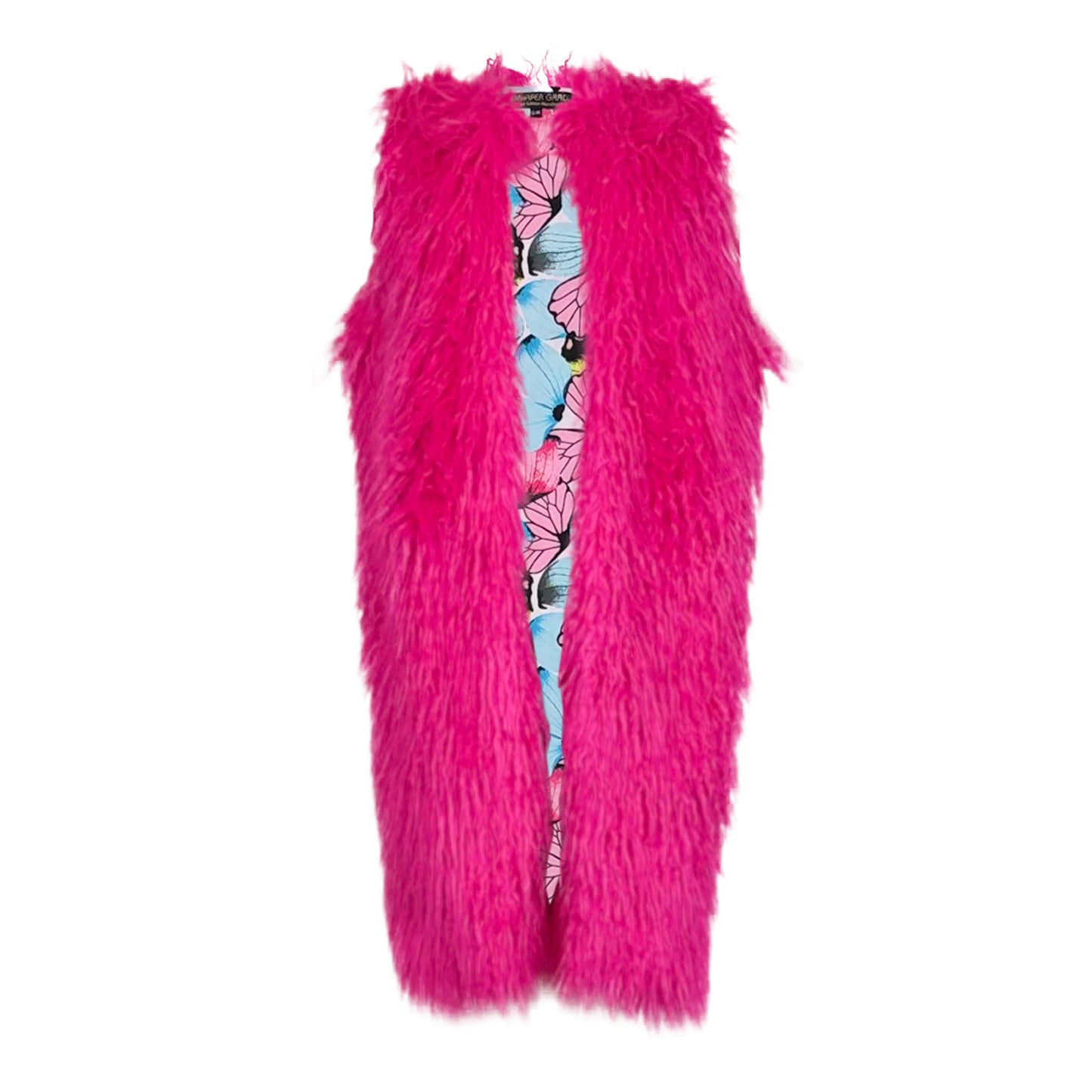 Genghis Faux Fur Vest in Voltage Pink