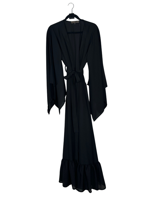 Janys Scarf Sleeve Kimono In Raven