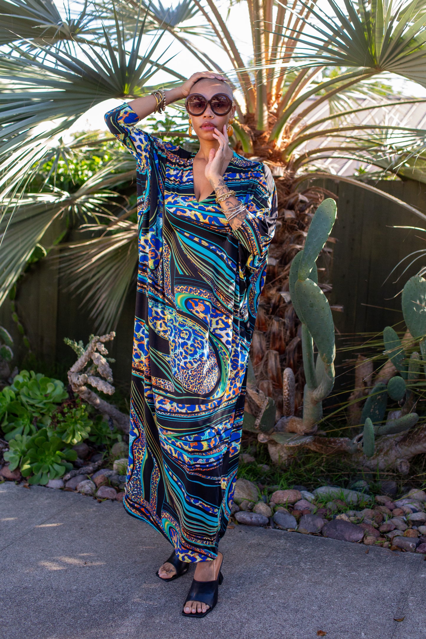 Gracie Caftan in Azure Heat