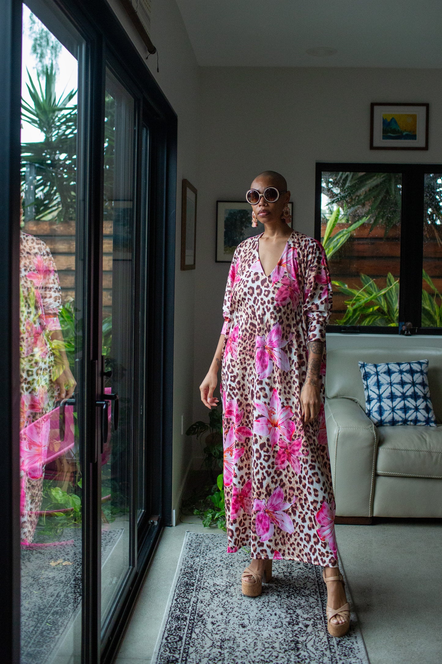 Gracie Caftan in  Hibiscus Kitten
