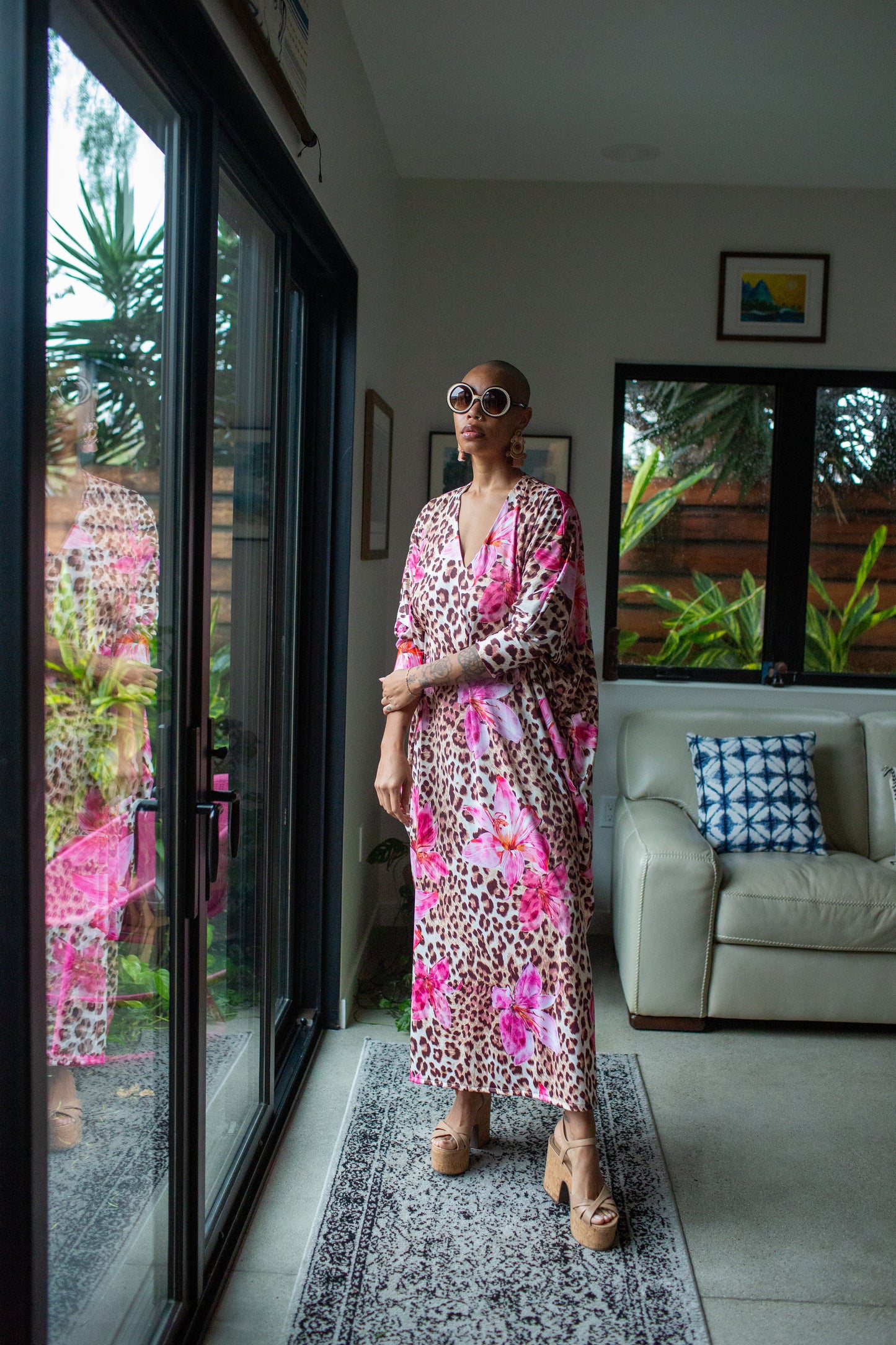 Gracie Caftan in  Hibiscus Kitten