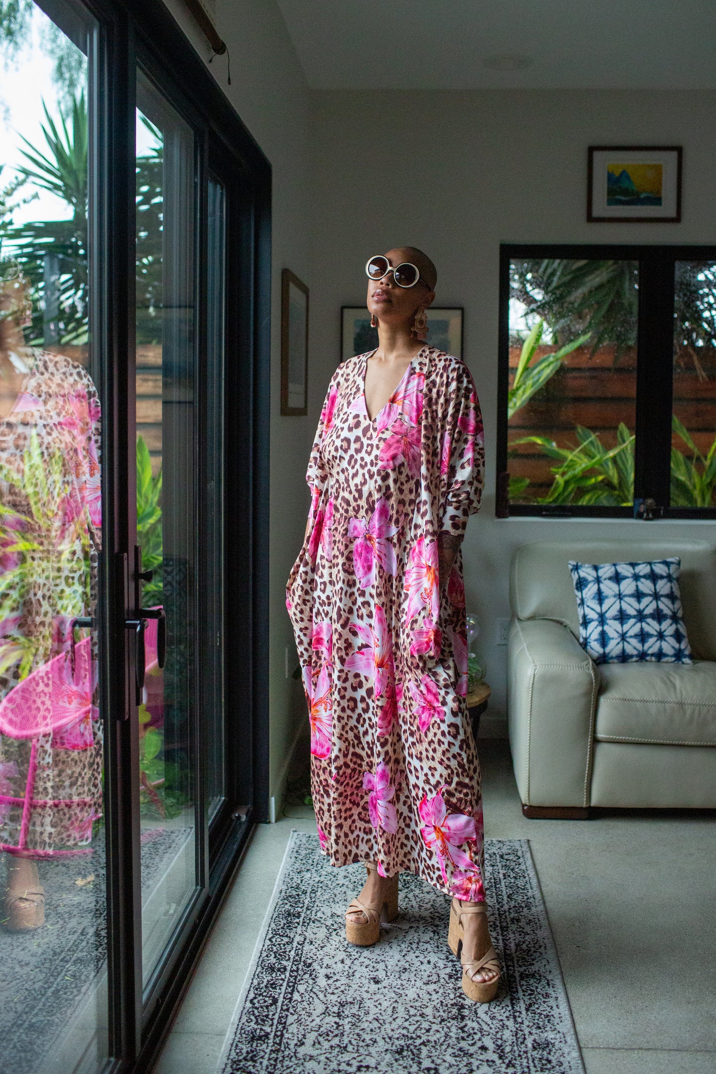 Gracie Caftan in  Hibiscus Kitten