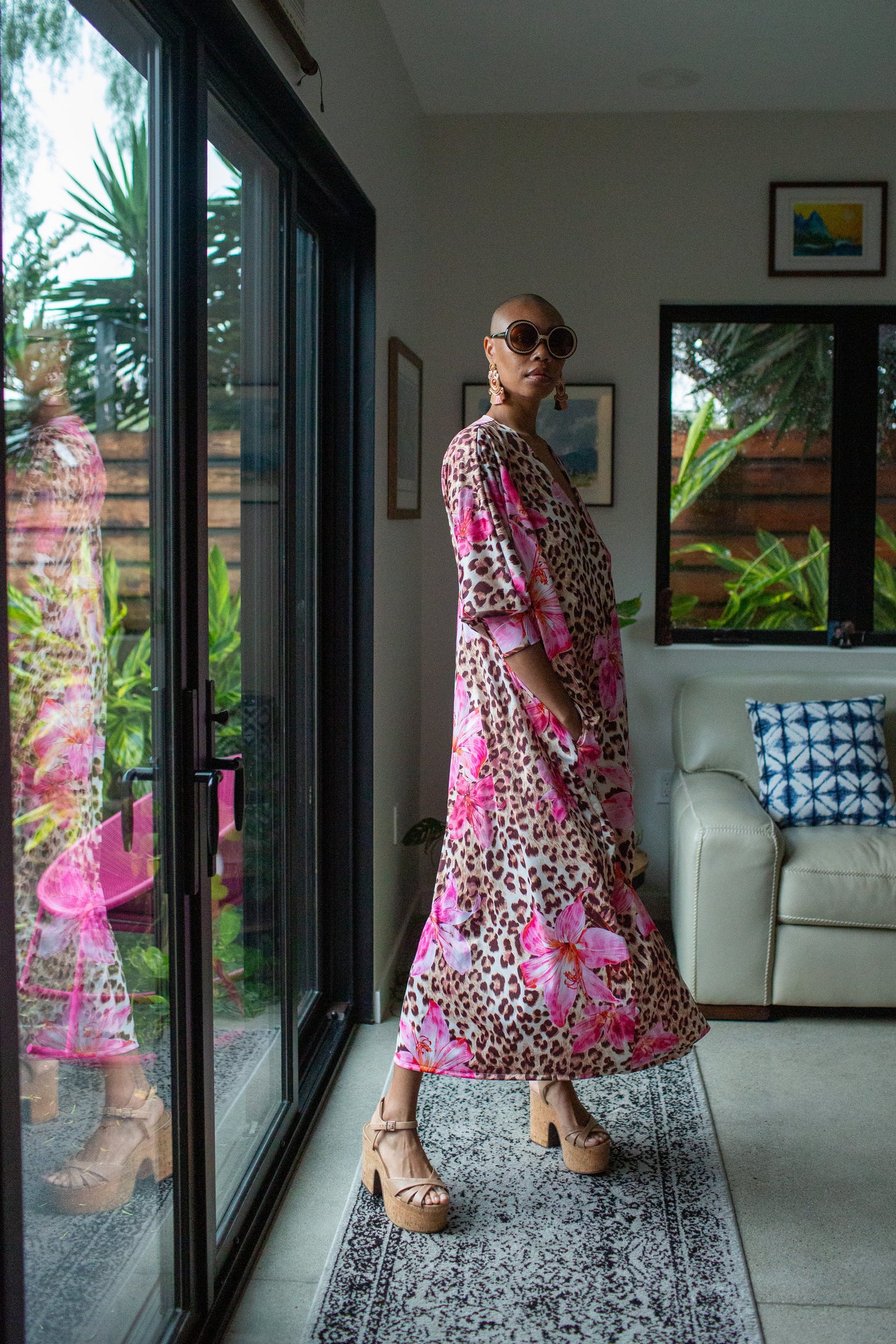 Gracie Caftan in  Hibiscus Kitten