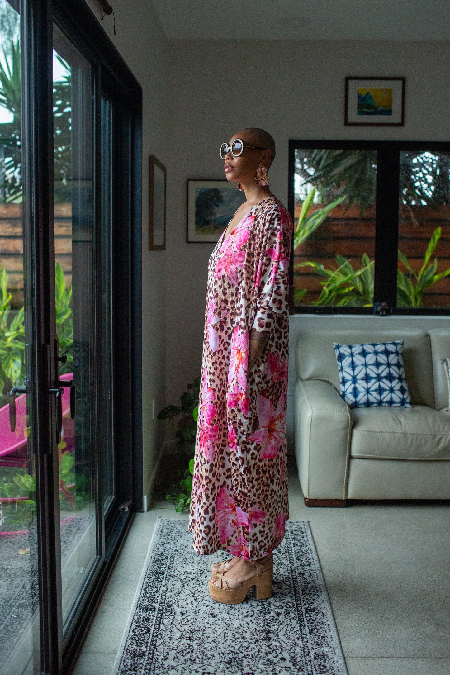 Gracie Caftan in  Hibiscus Kitten