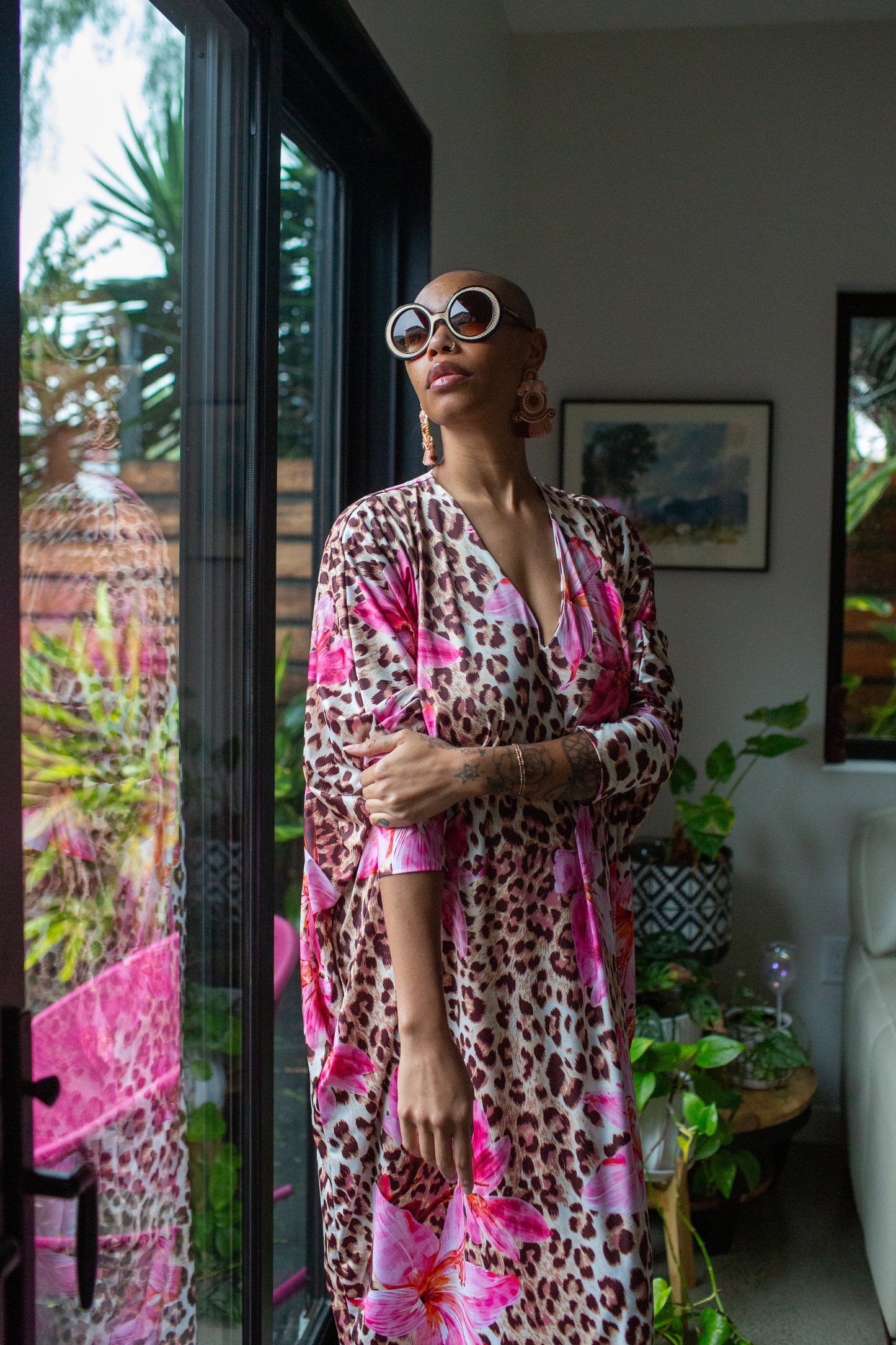 Gracie Caftan in  Hibiscus Kitten