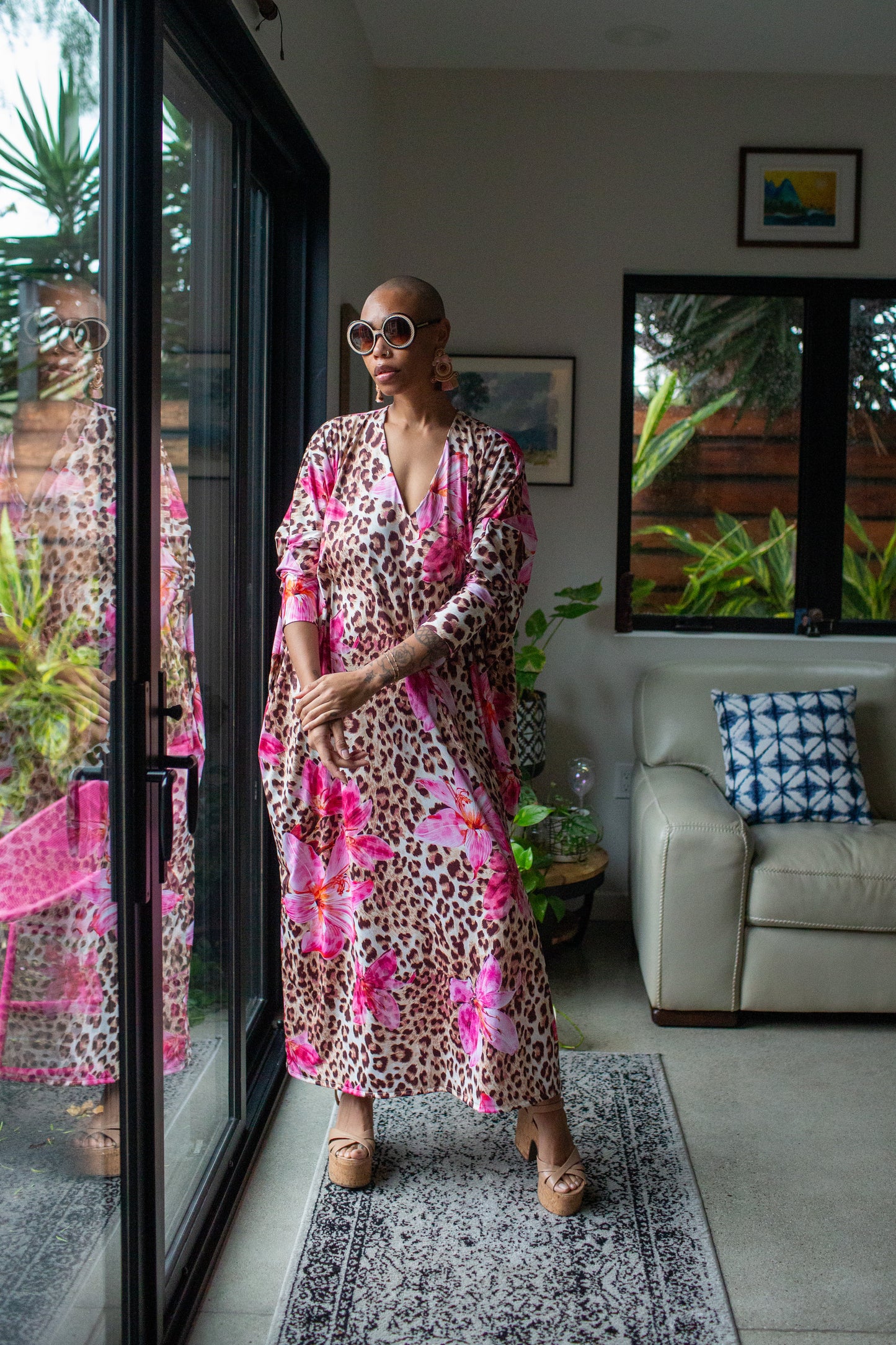 Gracie Caftan in  Hibiscus Kitten