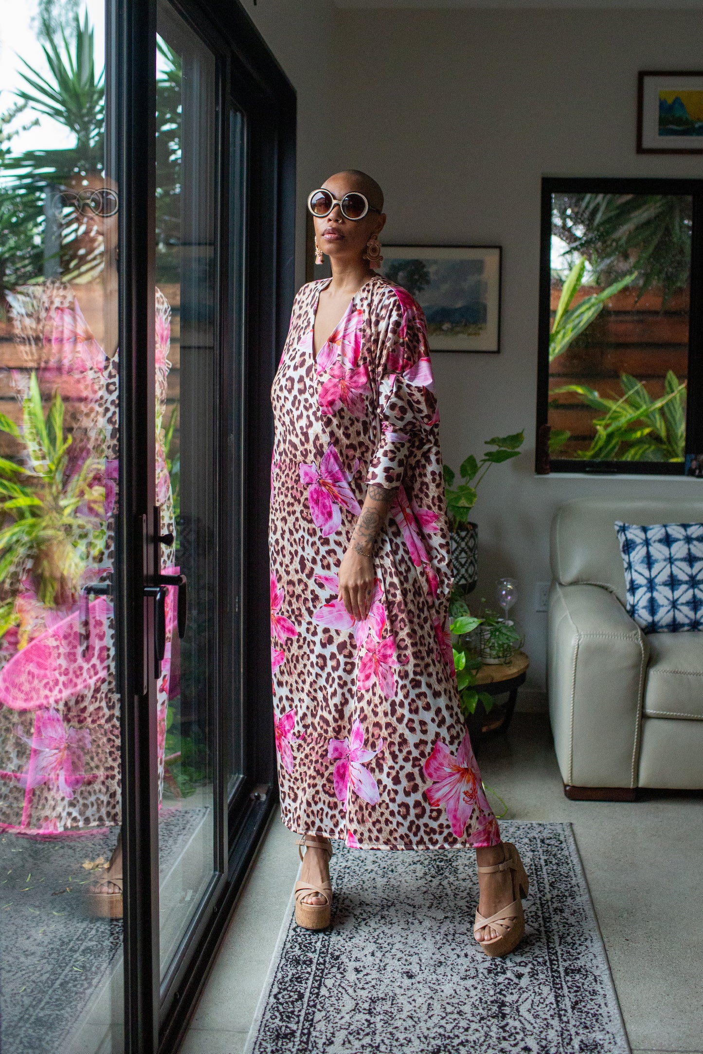 Gracie Caftan in  Hibiscus Kitten