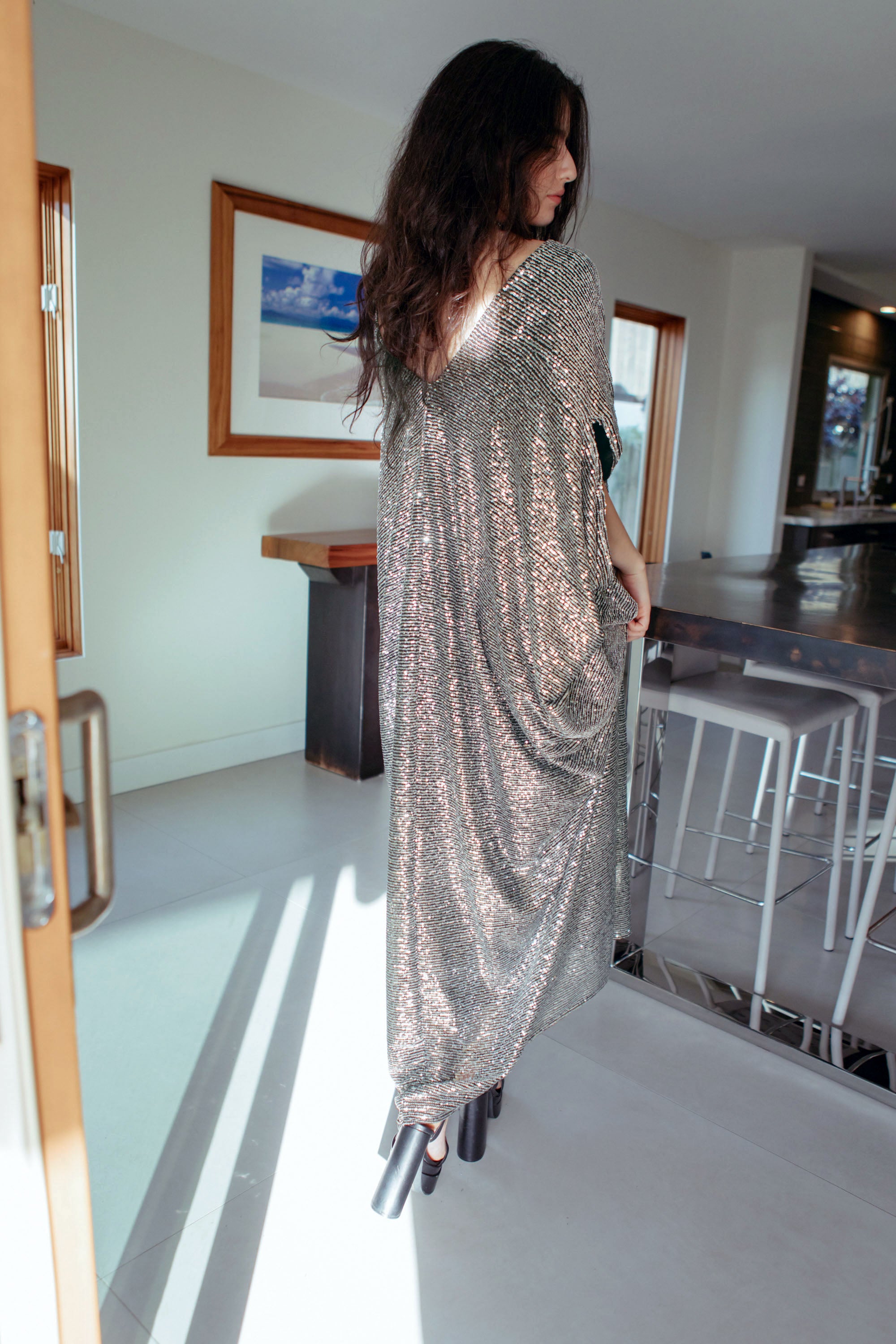 Gunmetal online sequin dress