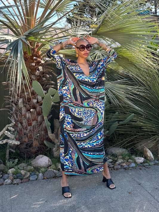 Gracie Caftan in Azure Heat