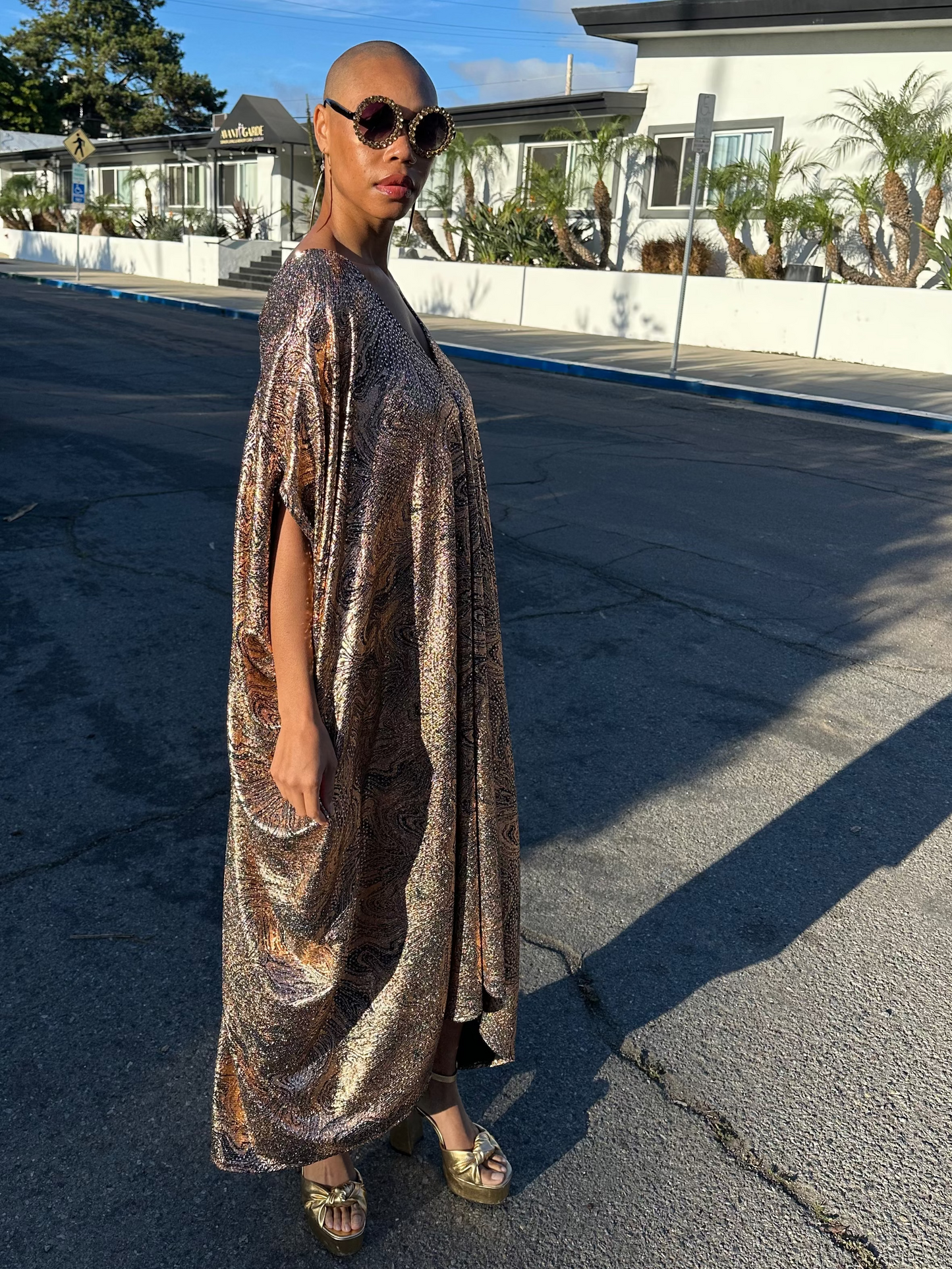 Sunset Current Sequin Caftan Kaftan Dress