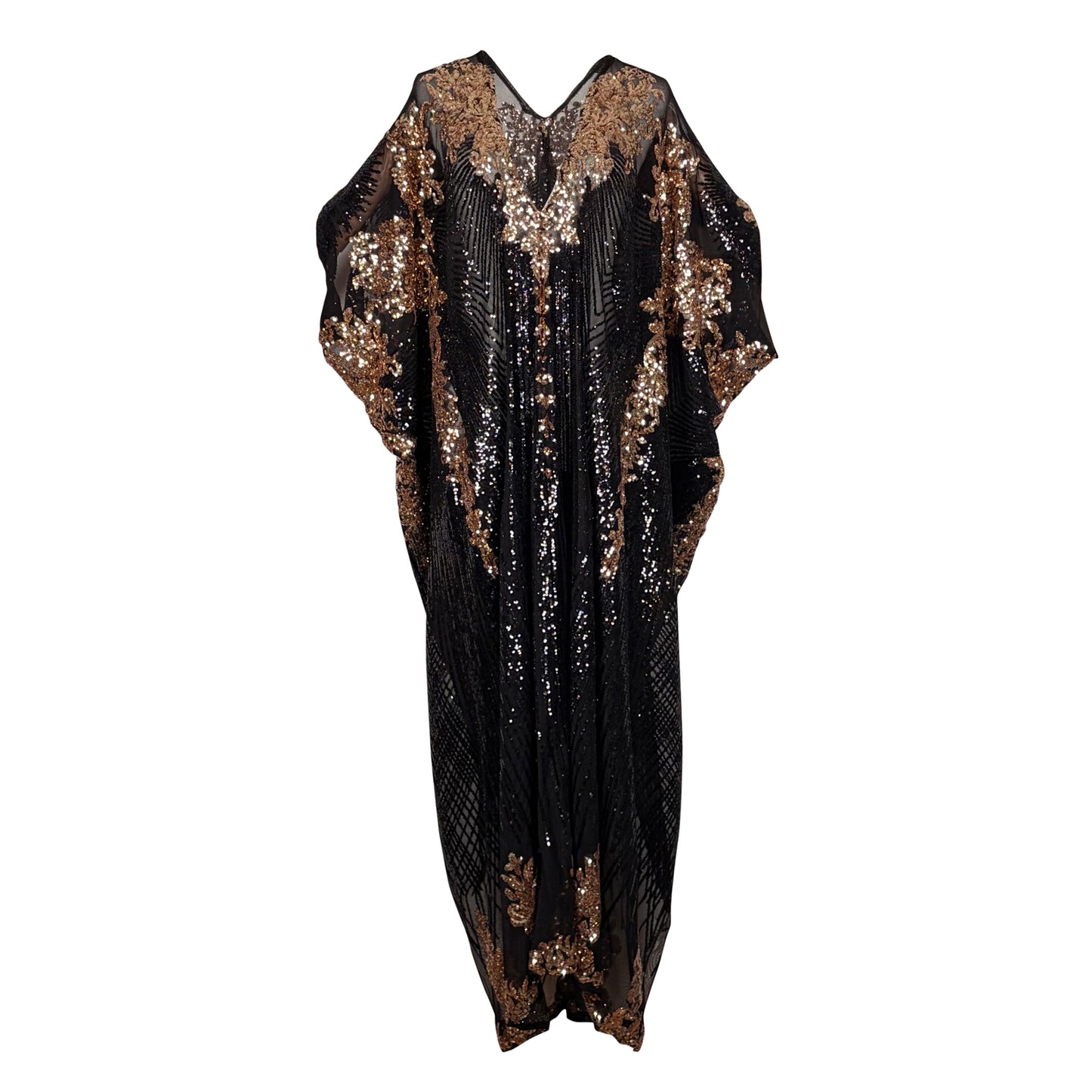 Vamp Gold Sequin Caftan Kaftan Dress