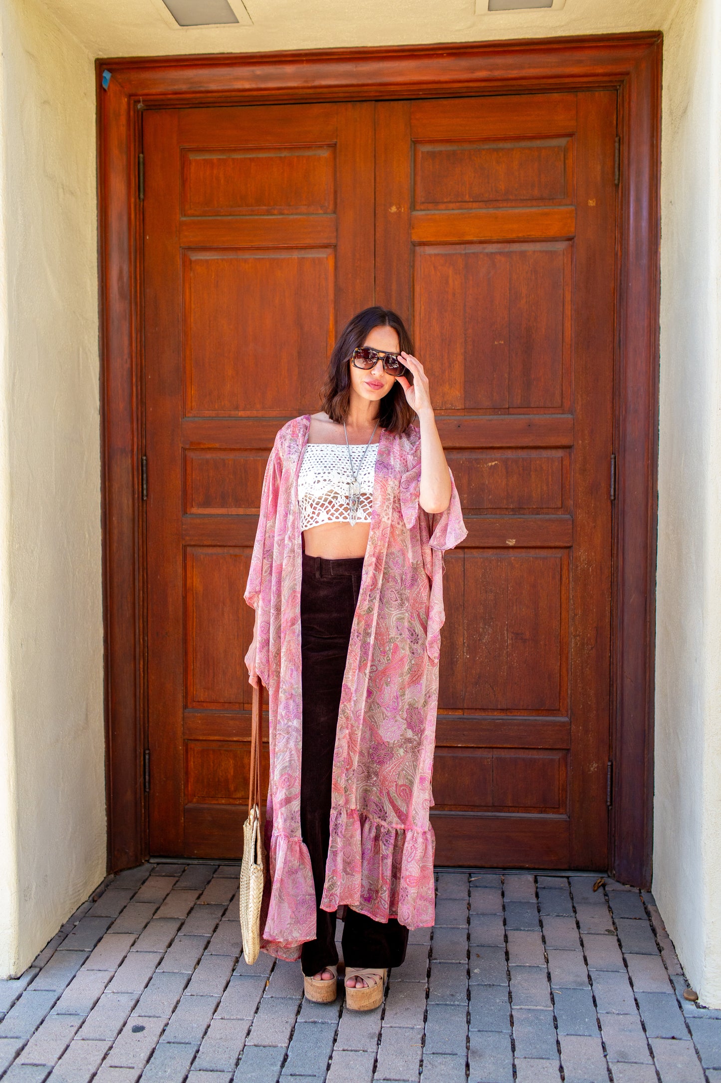 Janys Scarf Sleeve Kimono In Blushing Paisley PRE-ORDER