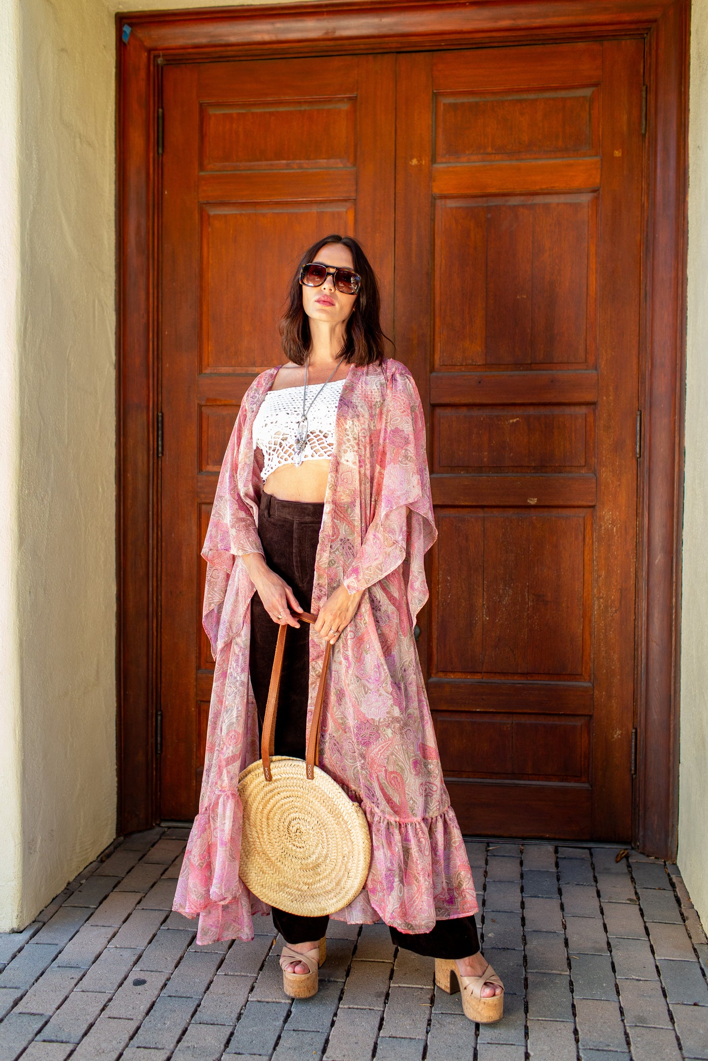 Janys Scarf Sleeve Kimono In Blushing Paisley PRE-ORDER