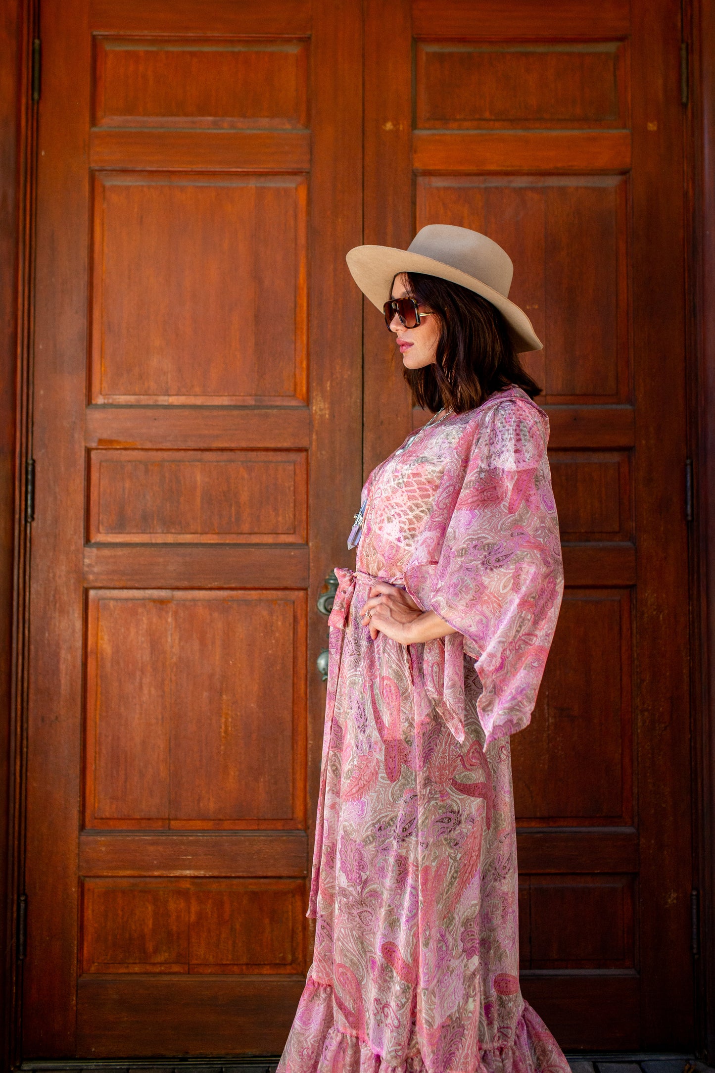 Janys Scarf Sleeve Kimono In Blushing Paisley PRE-ORDER