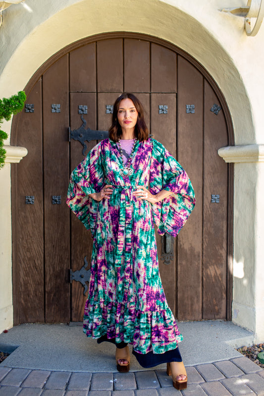 Janys Scarf Sleeve Kimono In Cosmic Crush Tiedye PRE-ORDER