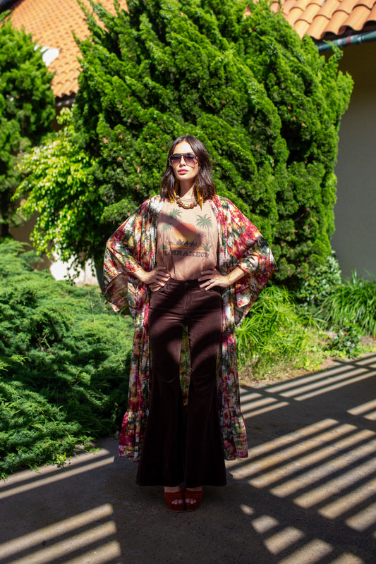 Janys Scarf Sleeve Kimono In Summer Moss PRE-ORDER