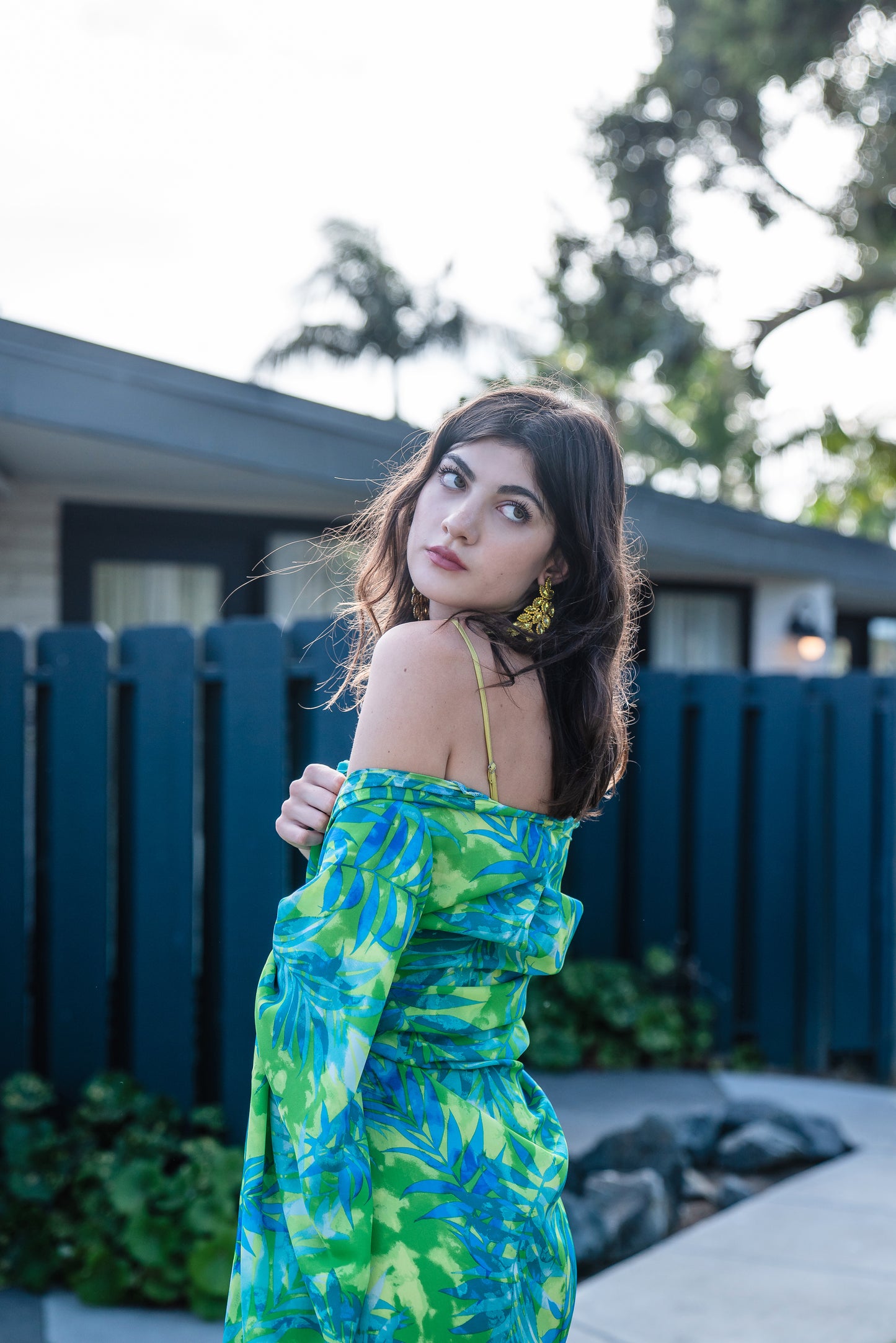 The Biscayne Kimono robe presents a striking combination of pulsating Miami Beach colors: vibrant shades of acid green, turquoise, and aqua. Featuring traditional square sleeves, matching waist tie, deep side pockets, and an ankle length hem.