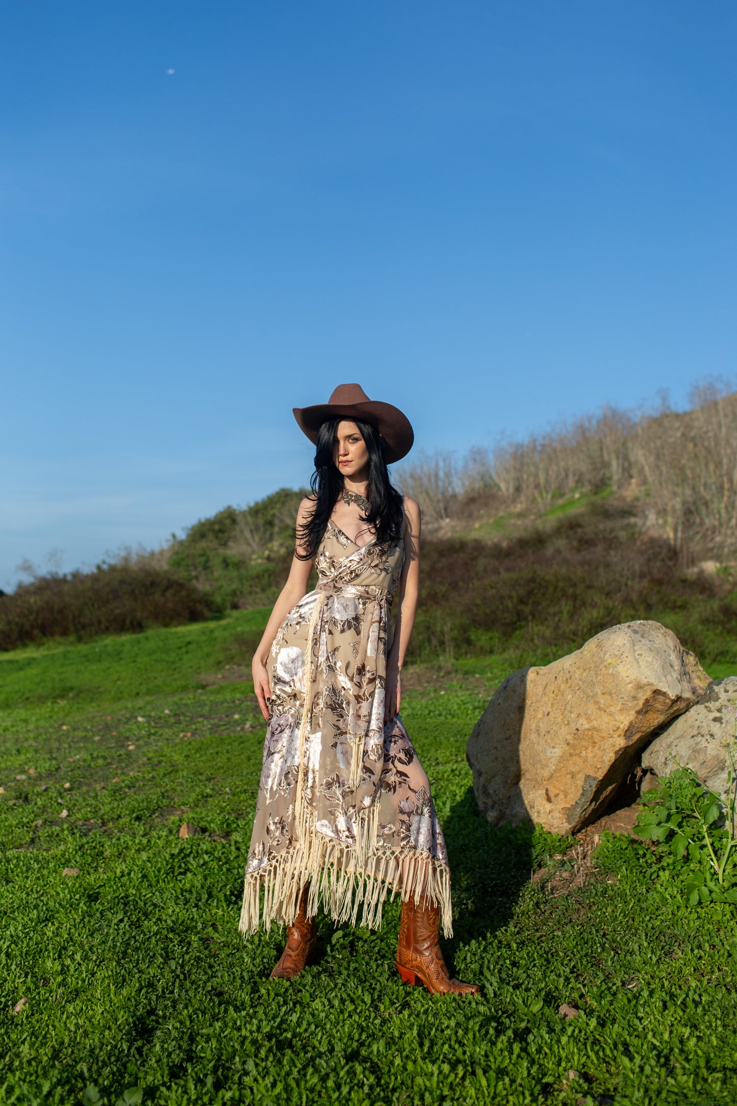 Laurenia Fringe Faux Wrap Dress (Pre-Order)